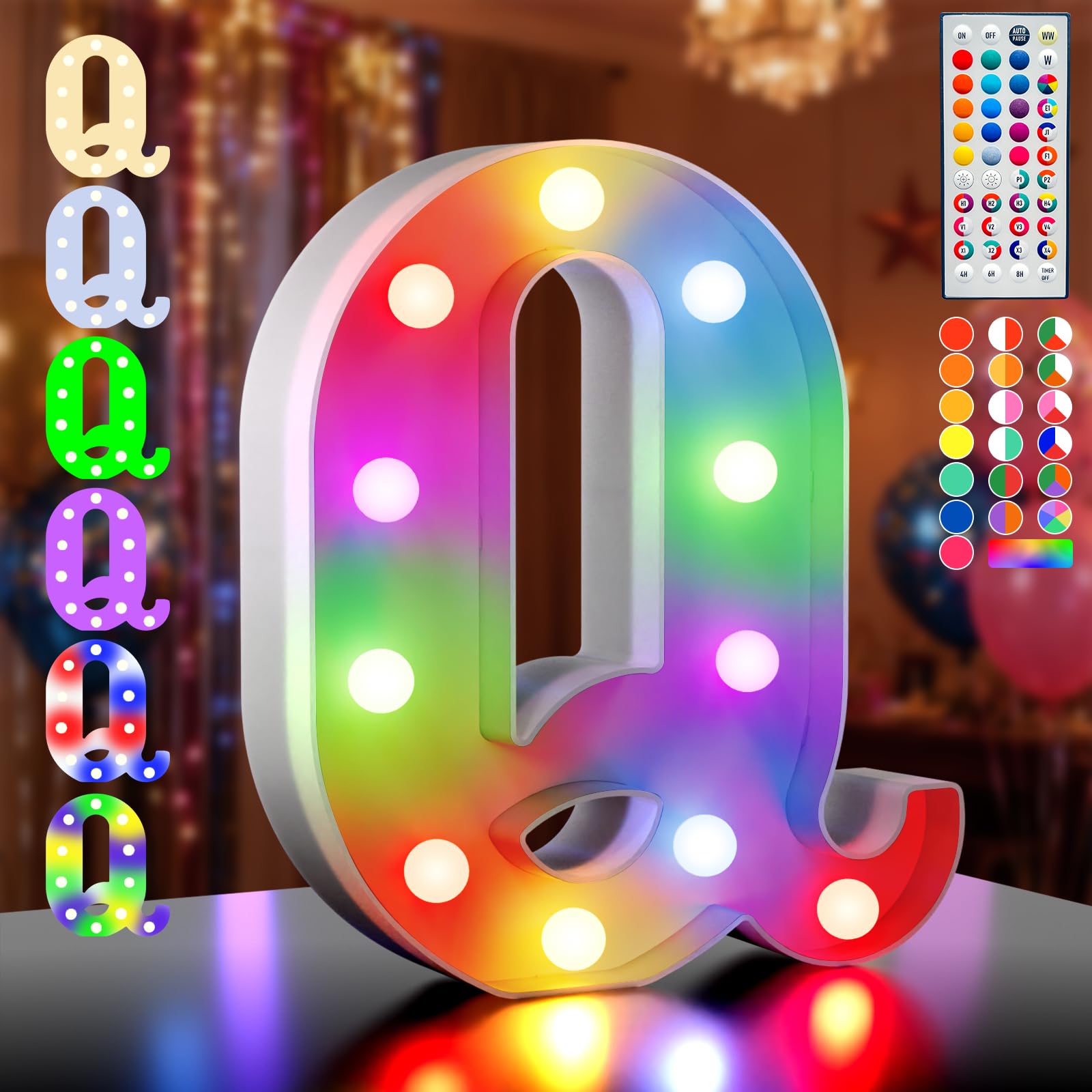 Ledido 35 Color Changing Light up Letter - LED Light Up Marquee Letters Sign for Birthday Decoration Gifts, LED Letter Lights for Wedding Anniversary Grad Home Bedroom Party Decor,Letter Q â image 1