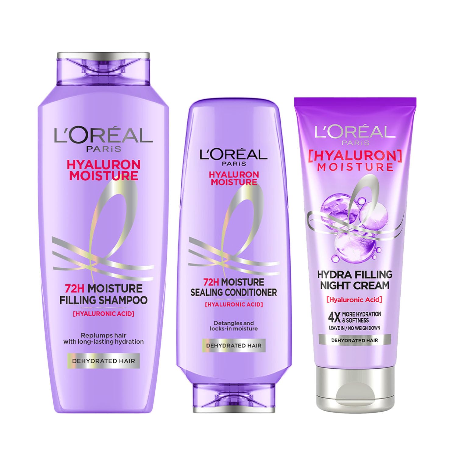 L'Oreal Paris Hyaluron Moisture 3-step Ultimate Hydration kit - Shampoo (340ml) + Conditioner (360 ml) + Night Cream (180 ml)-image-6