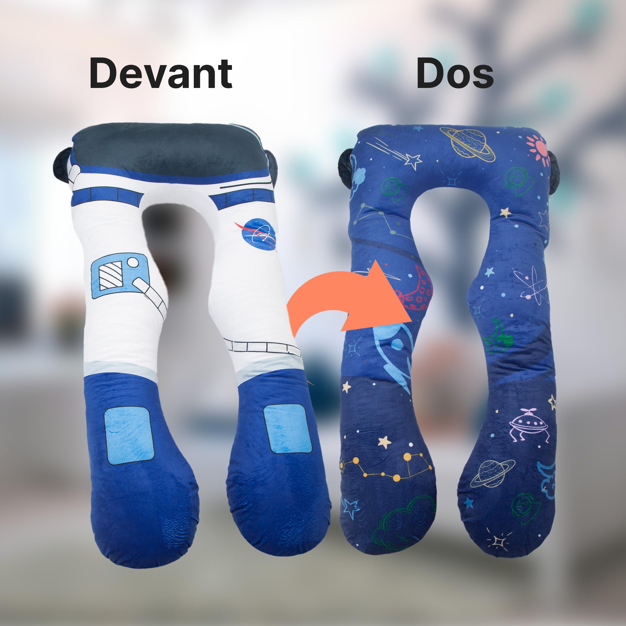 MKS Coussin Enfant 60x120cm, Oreiller Ergonomique et Orthopédique en U, Modèle Apaisant Anti-Stress, Support de Maternelle et Lecture, Douillet et Personnalisé