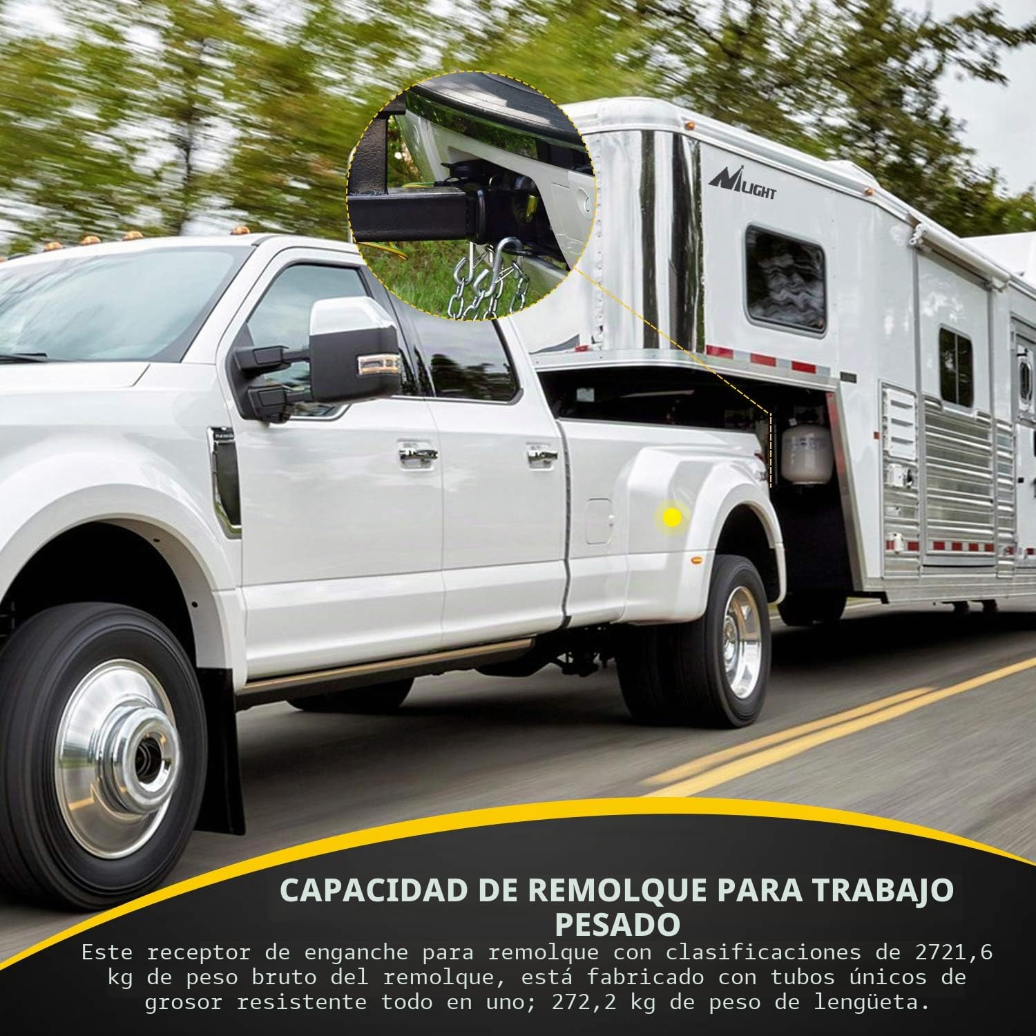 Nilight Receptor de Enganche de Remolque Trasero de 2 Pulgadas, Clase 3, Enganche de Remolque y Kit de Cubierta, se Adapta a Dodge Ram 1500 2003-2018 y Ram 2500/3500 2003-2013, Combo de Remolque con