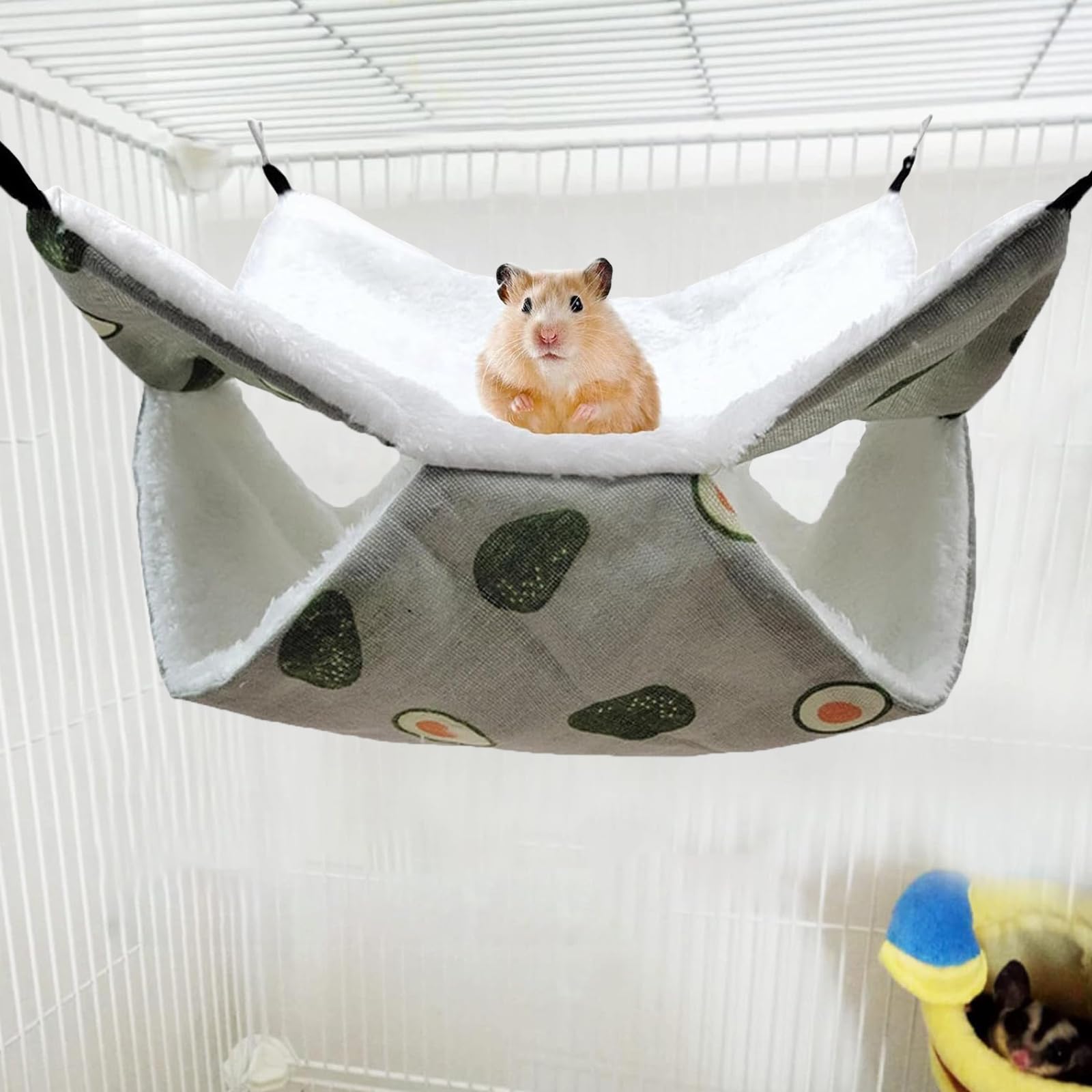 PacuM Meerschweinchen Hängematte Handgenäht 34CM x 34CM Hängematte Heerschweinchen Frei Verstellbar für Ausruhen Zubehör Rutschfestes Design für Kaninchen Meerschweinchen (Grün) Haustier