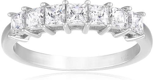 Tienda Essentials Anillo de plata esterlina chapada en platino con circonita cúbica de corte princesa Infinite Elements (1 cttw, 2 cttw, o 3 cttw)