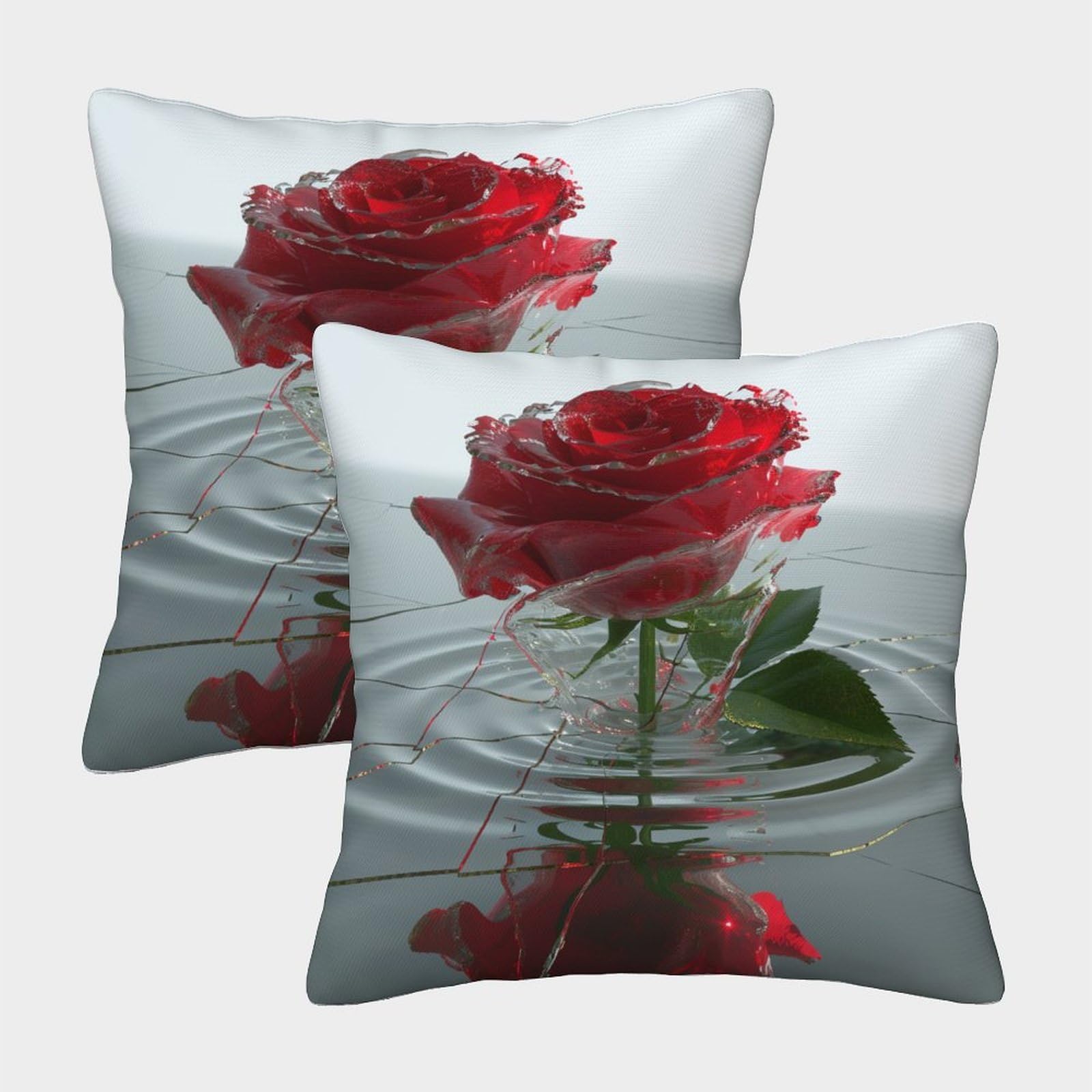 UENDOKRNN Flower Pillow Covers Set of 2 Soft with Invisible Zipper Red Roses Decorative Throw Pillow Cover Soft Pillowcases for Sofa And Couch 45x45cm