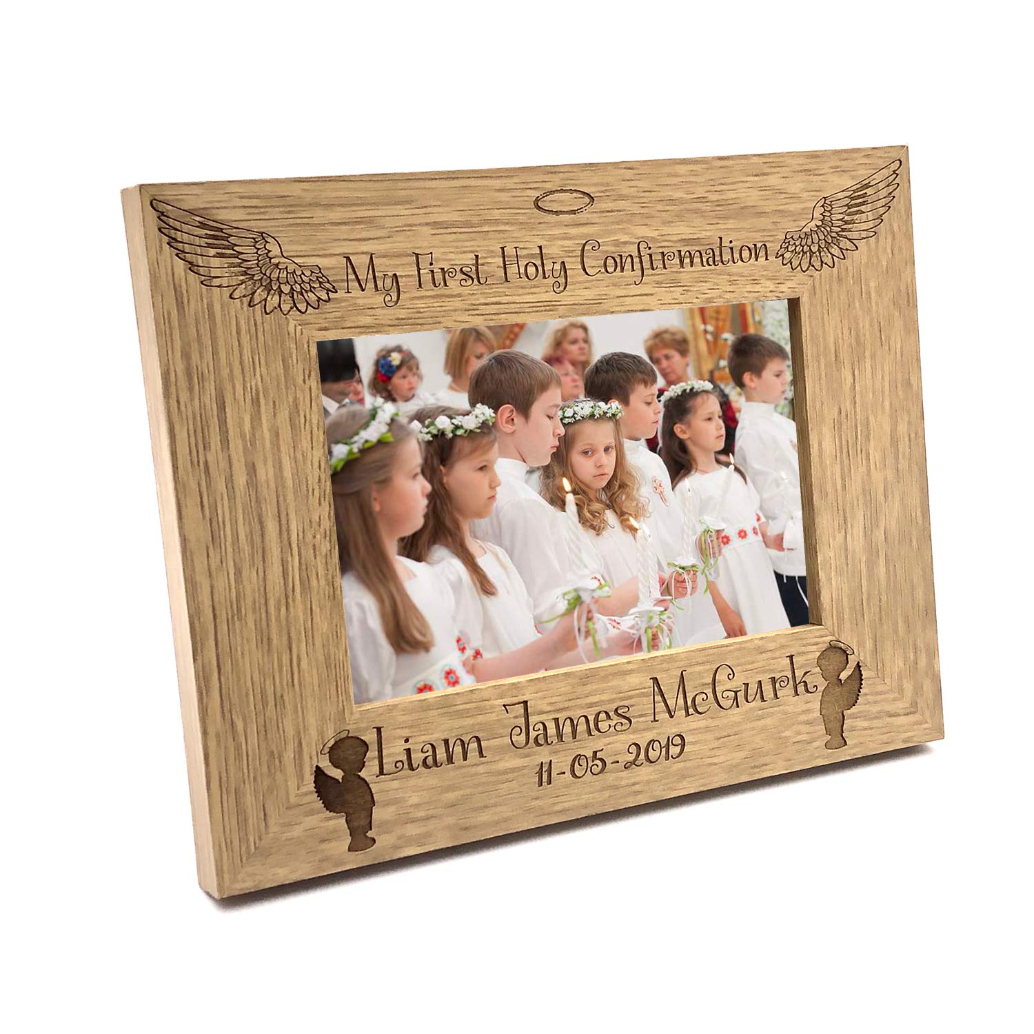 Personalised Boy's First Holy Confirmation Wooden Photo Frame Gift (8 x 10 Inch)