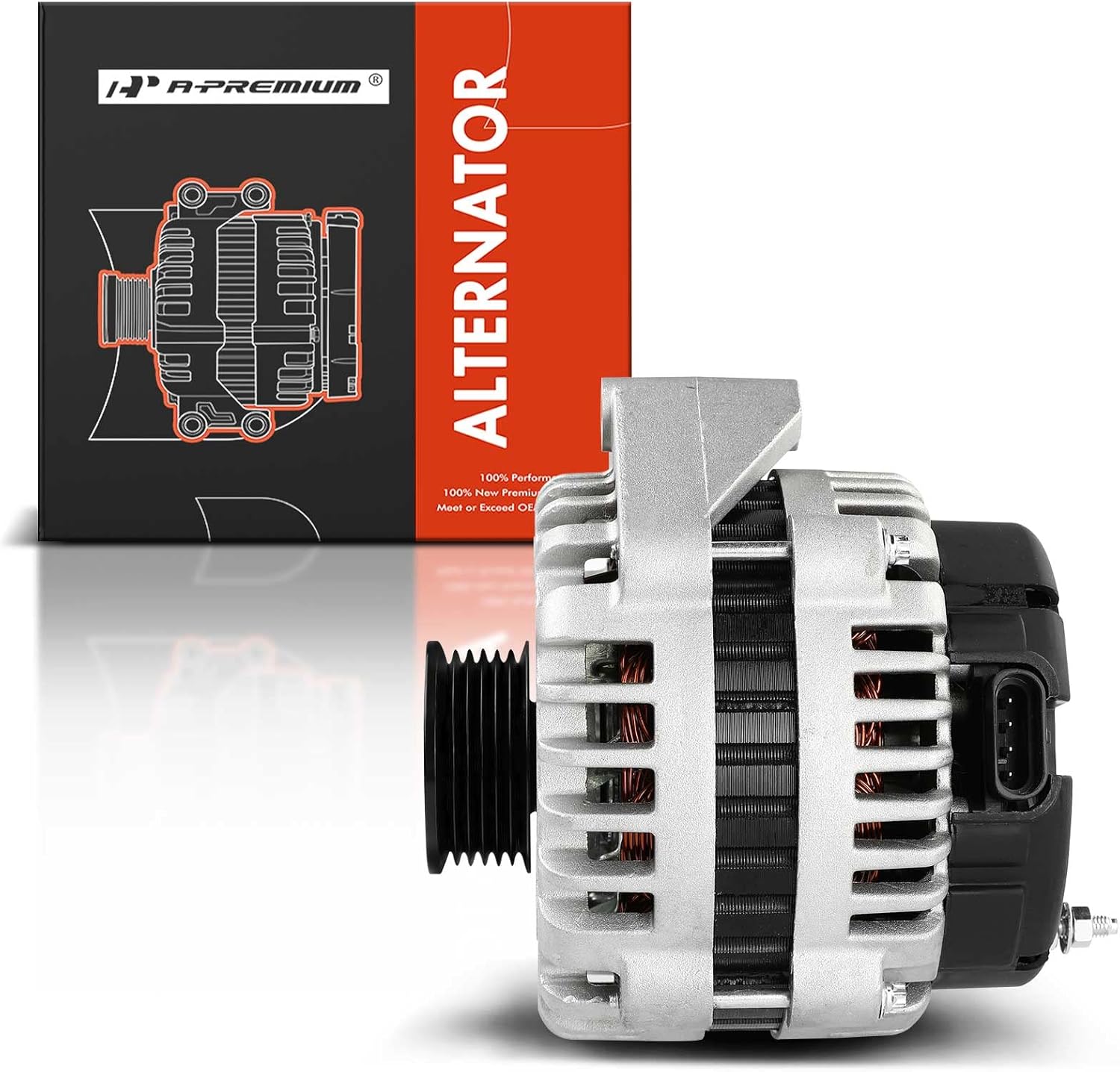 A-Premium Alternator Compatible with Chevy Silverado, Tahoe, Suburban & GMC Sierra, Yukon & Cadillac Escalade & Buick Rainier, 145Amp 12V, Replace# 10464476, 15226003, 15754097M, 19151921