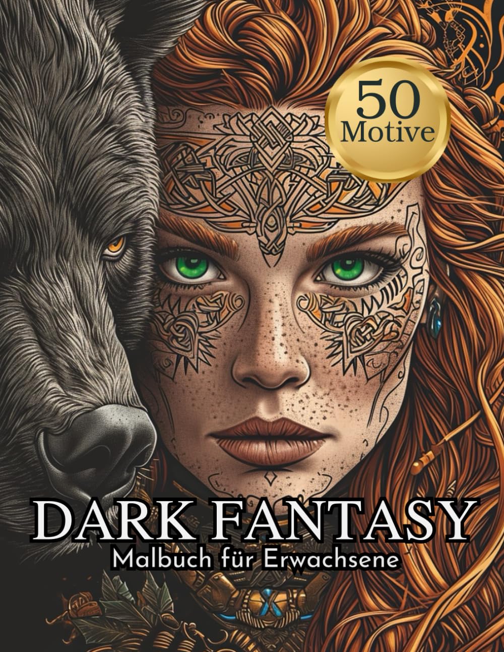 Dark Fantasy Malbuch Dunkle Fantasie: Beschäftigungsbuch mit 50 Motiven von Hexen, Feen und Nordischen sowie Griechischen Mythen