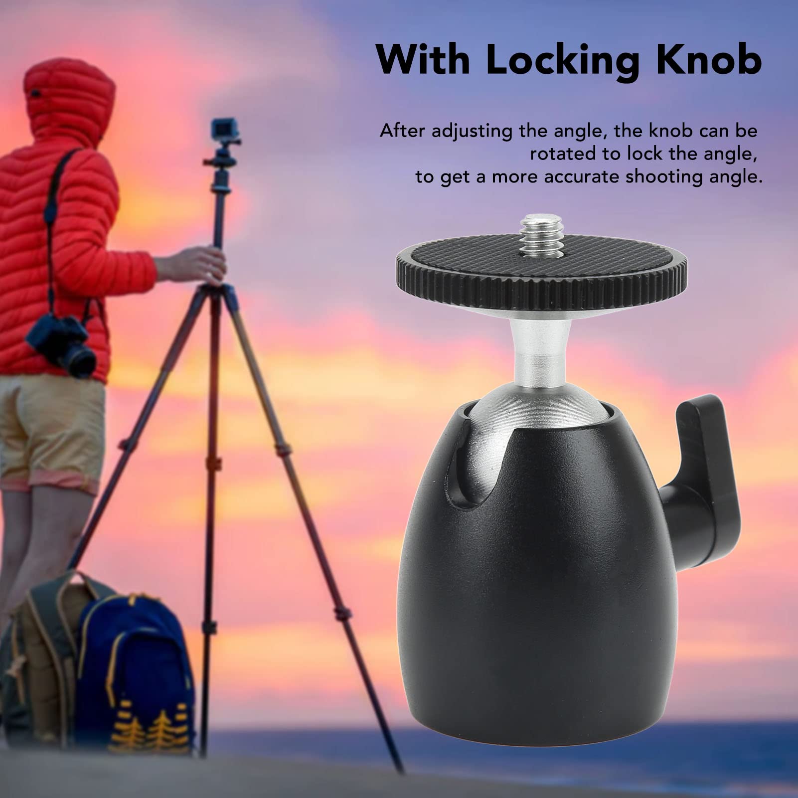 Mini Ball Head, 360° Panoramic Tripod Head Ball Head Mount Camcorder up to 2kg / 4.4lb for Microphone, Cell Phone, Action Camera, Light LED