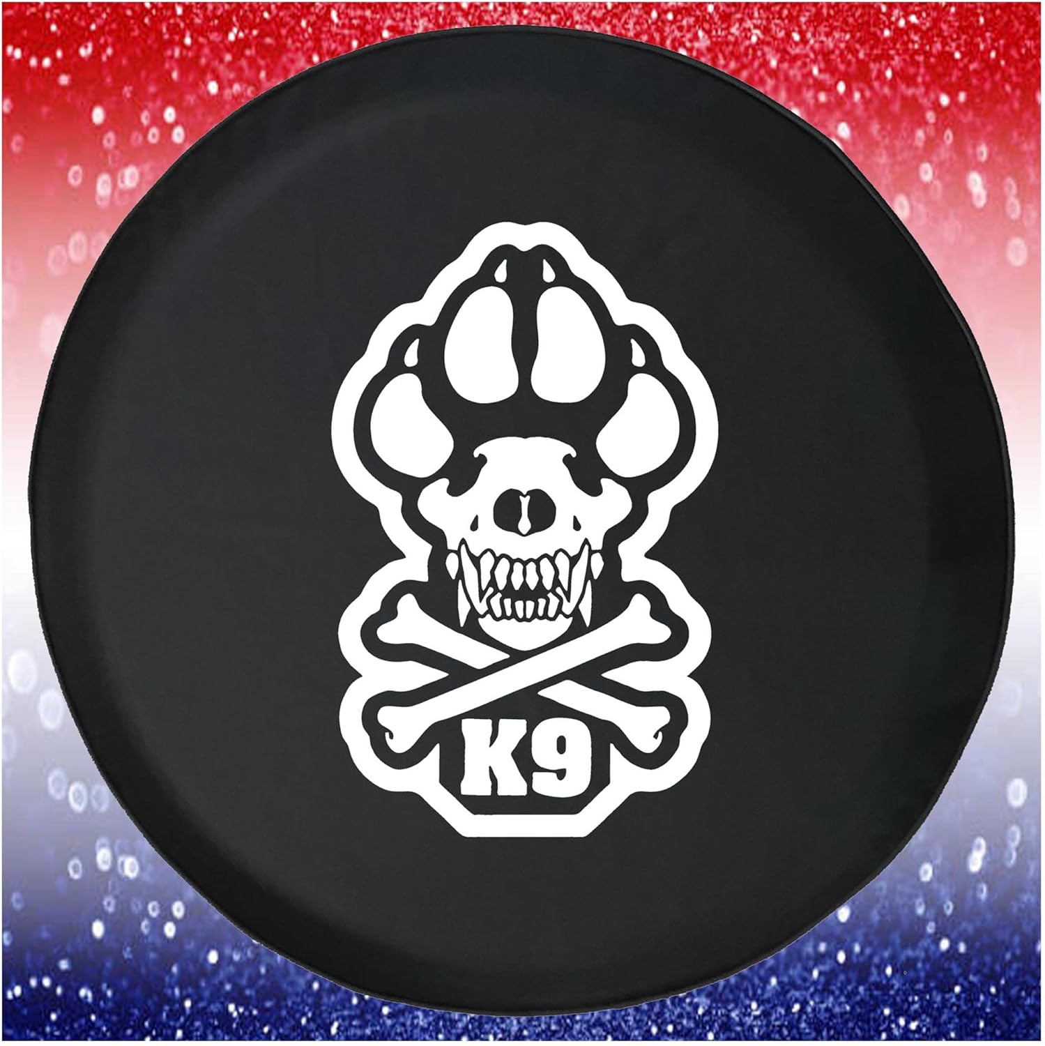 Spare Tire Cover Paw Skull Crossbones K9 Black Accessories for Trailers Trucks SUVs RV Campers 28-29 Inch