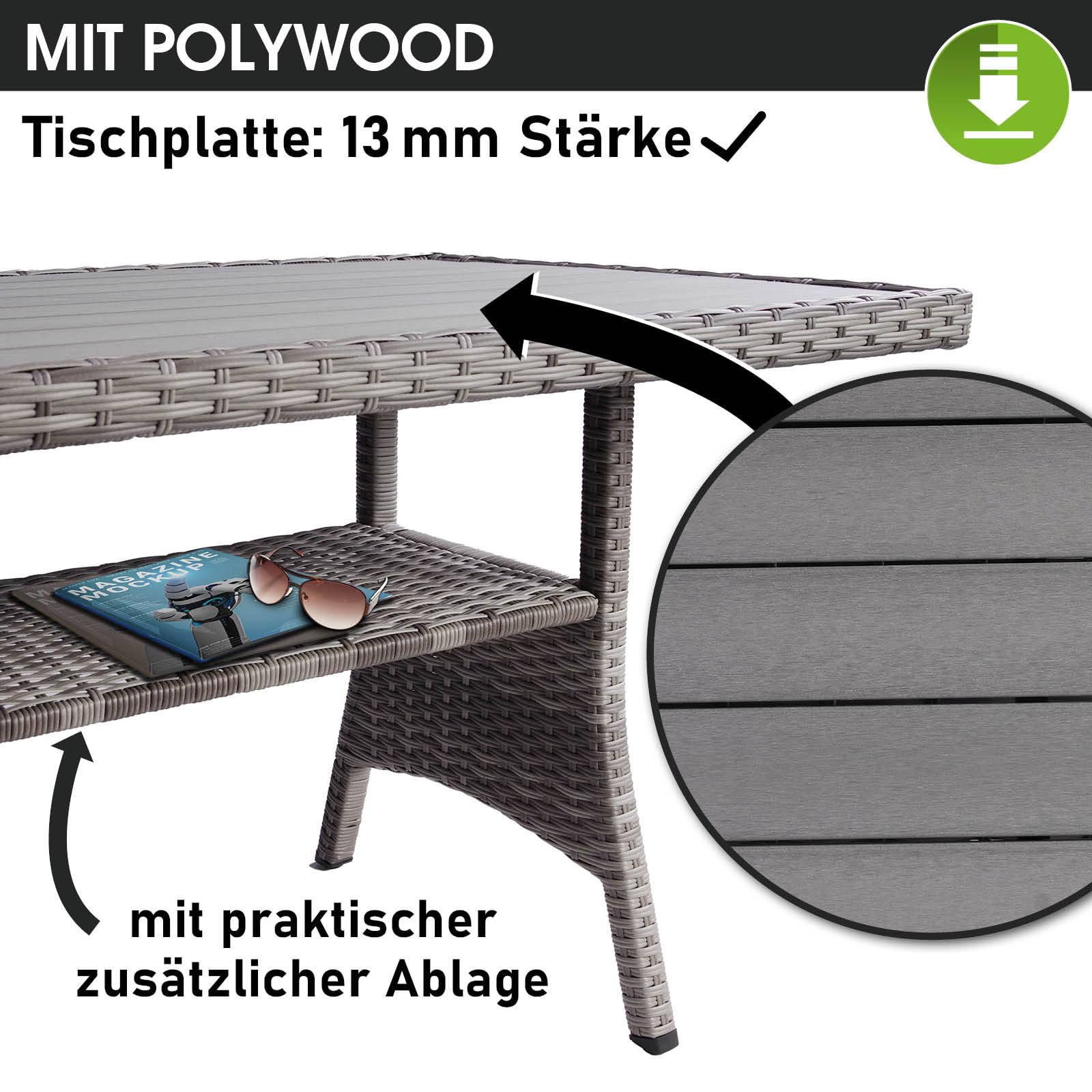 BRAST Gartenmöbel Set Hacienda | bis zu 10 Personen viele Farben | inkl. Kissen & Abdeckung | TÜV geprüft | Outdoor Loungemöbel Sitzgruppe Essgruppe Garnitur | Grau/Anthrazit