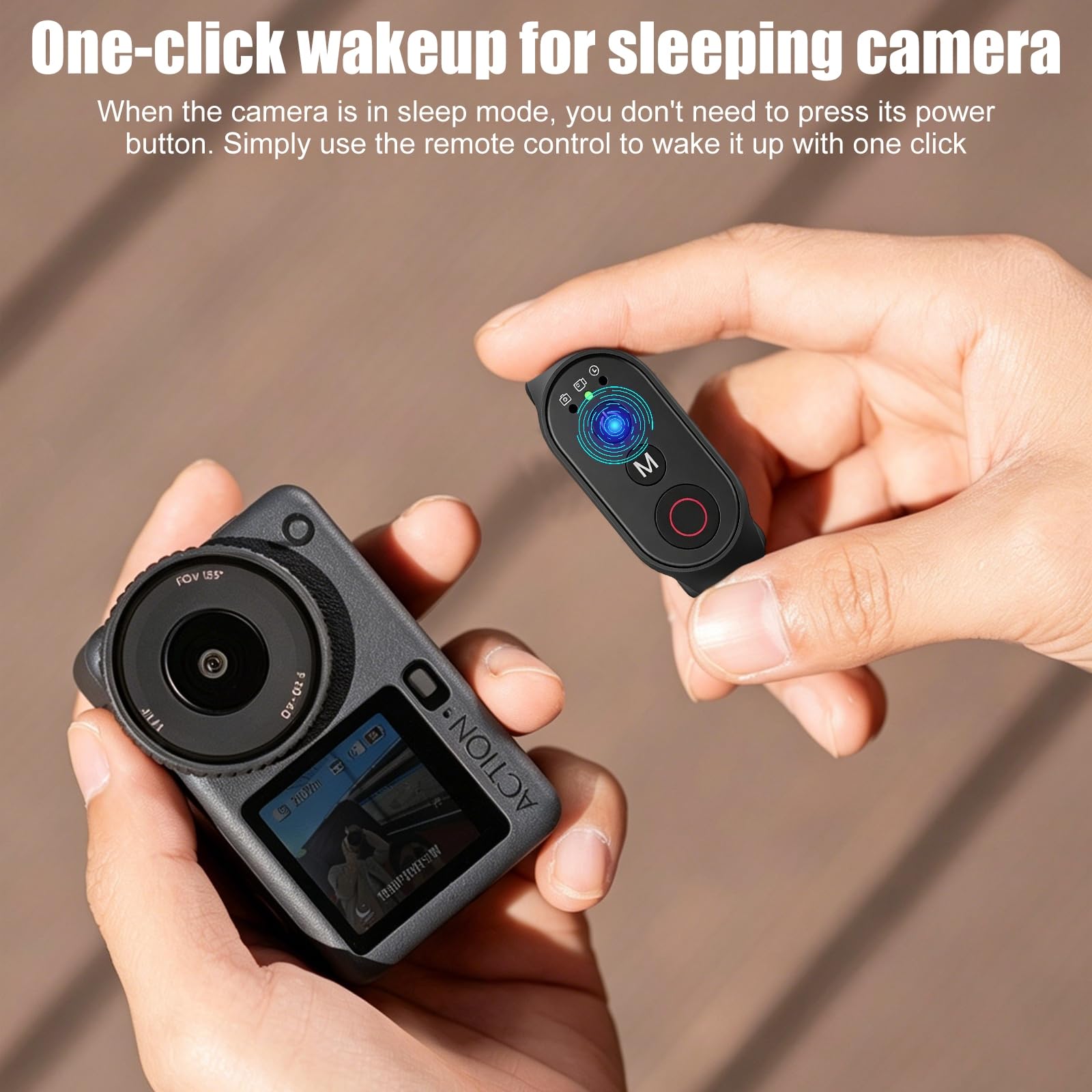 Bluetooth Fernbedienung kompatibel mit DJI Action, Insta360, GoPro 11/12/13 Actionkameras und Phone Universal, Wiederaufladbare Kabellose Fernbedienung, 50m Reichweite, 40H Akkuleistung