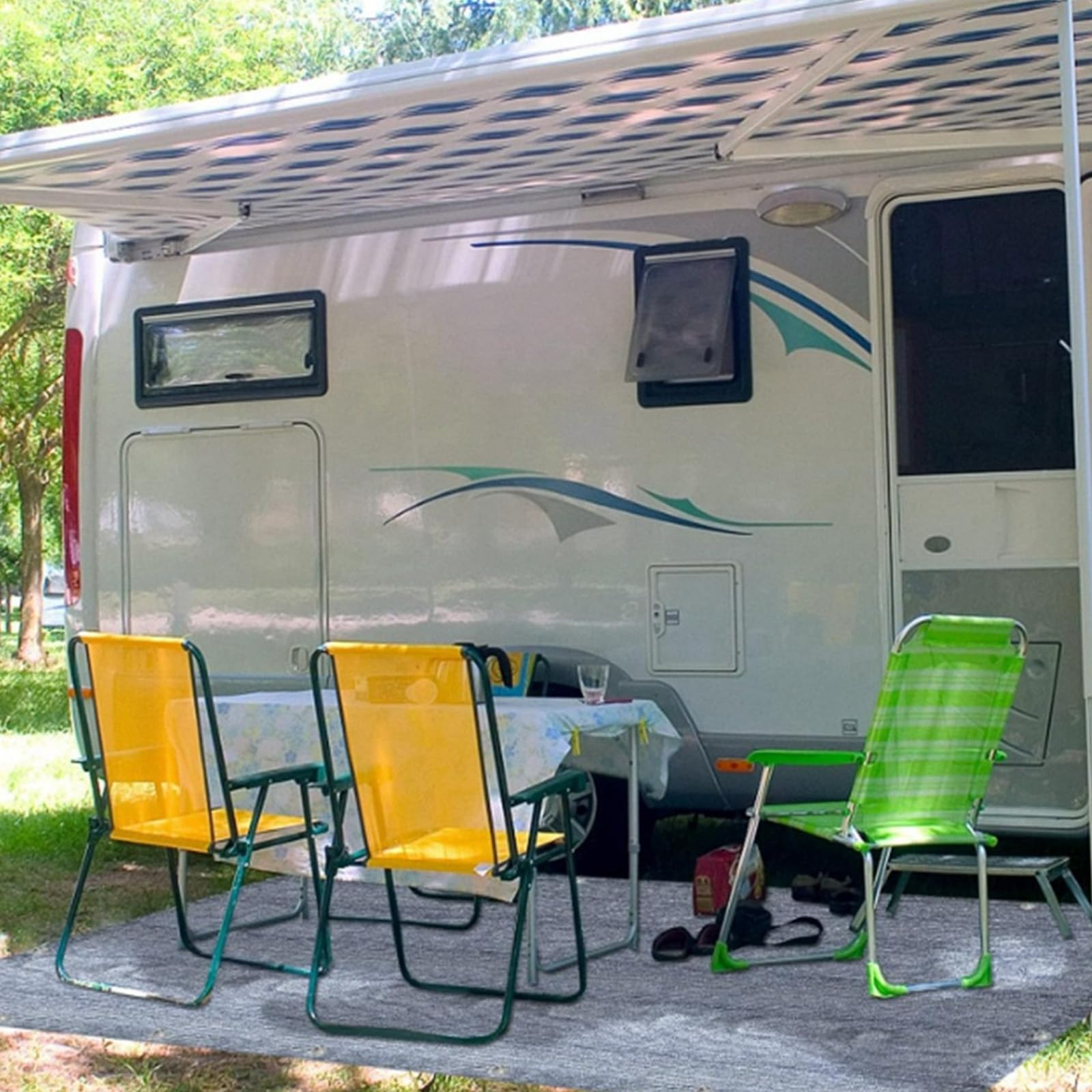 DAZZTIME Outdoor Teppich,Vorzeltteppich mit Ösen 2.5x6,Vorzeltteppich Markisenteppich,Hochwertiger Camping Teppich,Atmungsaktiv rutschfest Zeltteppich,Outdoor Camping,für Wohnmobil und Wohnwagen