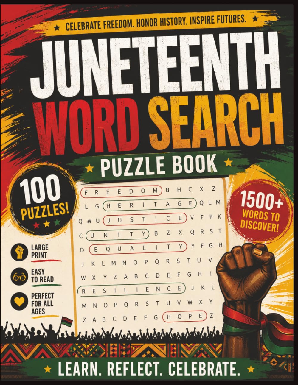 Juneteenth Word Search Puzzle Book: Large Print Word Searches Celebrating Black History, Culture, and Freedom for Adults and Seniors