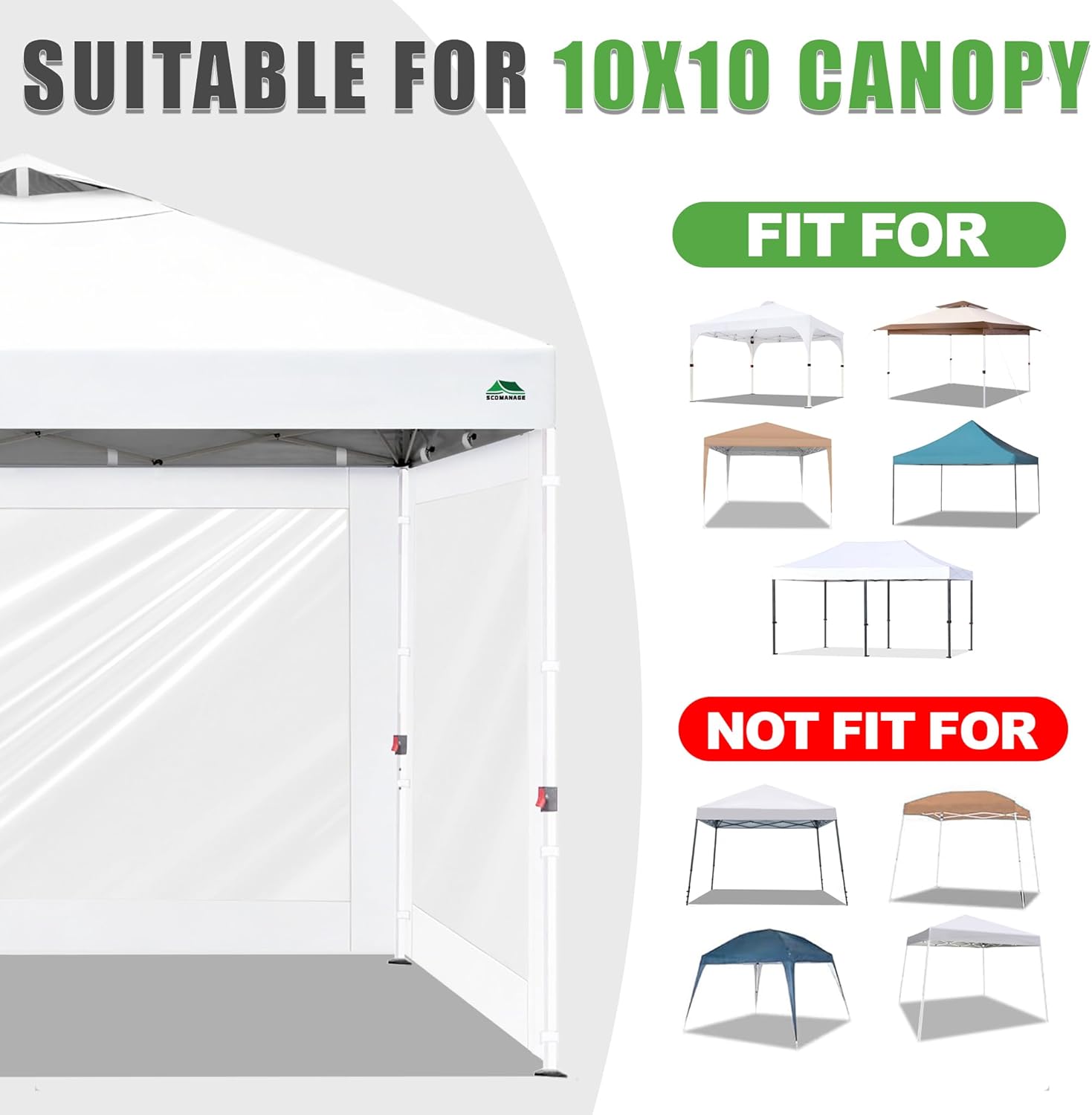 Clear Canopy Sidewalls for 10x10 Pop Up Tent,3 Pack Sunwalls Only,(Gray)