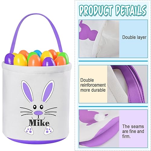 Miniatura 5 de Cesta de Pascua personalizada, paquete de 1 cestas de Pascua personalizadas para niñas y niños, cesta de Pascua personalizada para bebés y niños