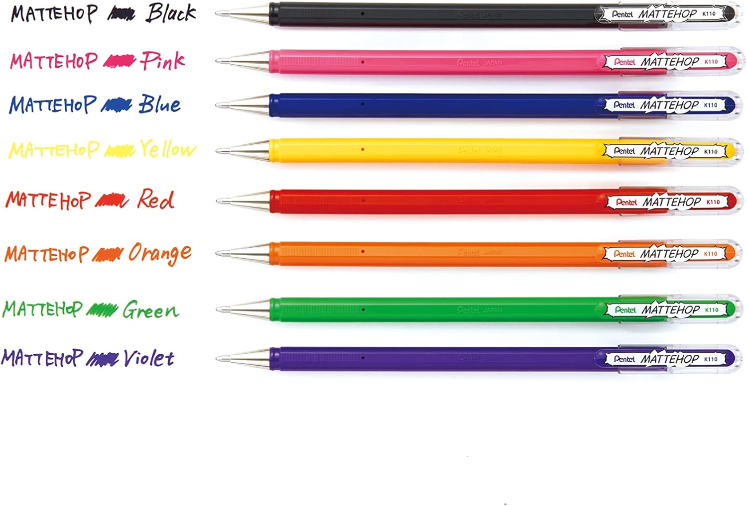 Pentel Hybrid MATTEHOP Gel Roller, 1.0mm, Matte Pink Ink, Box of 12 each (K110-VP)