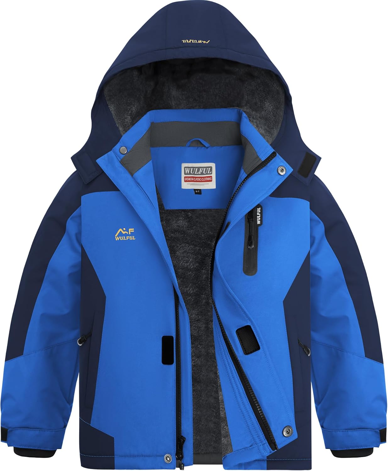 WULFUL Boy's Waterproof Ski Jackets Warm Fleece Lined Hooded Winter Snow Coat