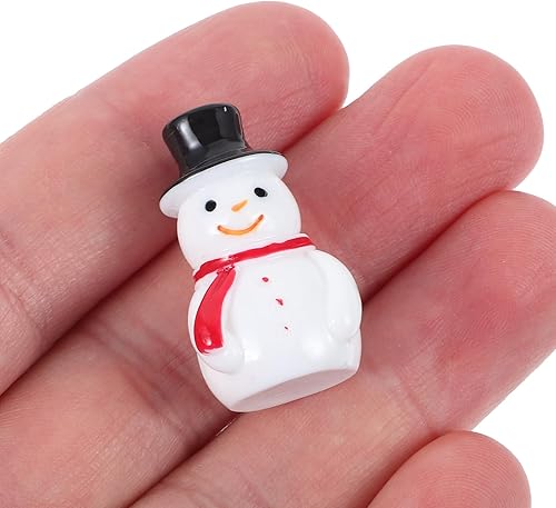 Miniatura 5 de 20 mini figuras de muñeco de nieve, mini figuras de Navidad de resina, muñeco de nieve pequeño con sombrero de copa negro para manualidades,
