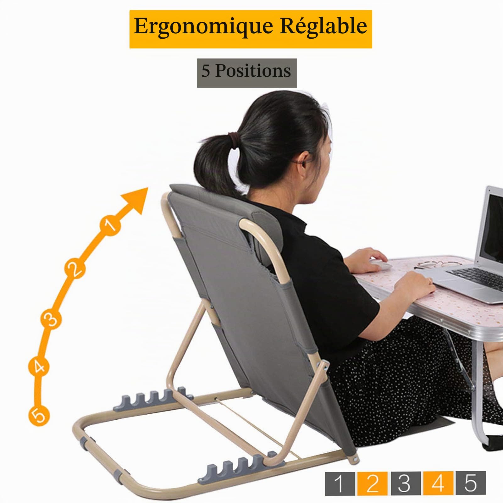 Dossier De Lit Ajustable En Tissu Oxford Pour Personnes Handicapées Avec Tuyau En Acier Pulvérisé Et Support Inclinable Confortable