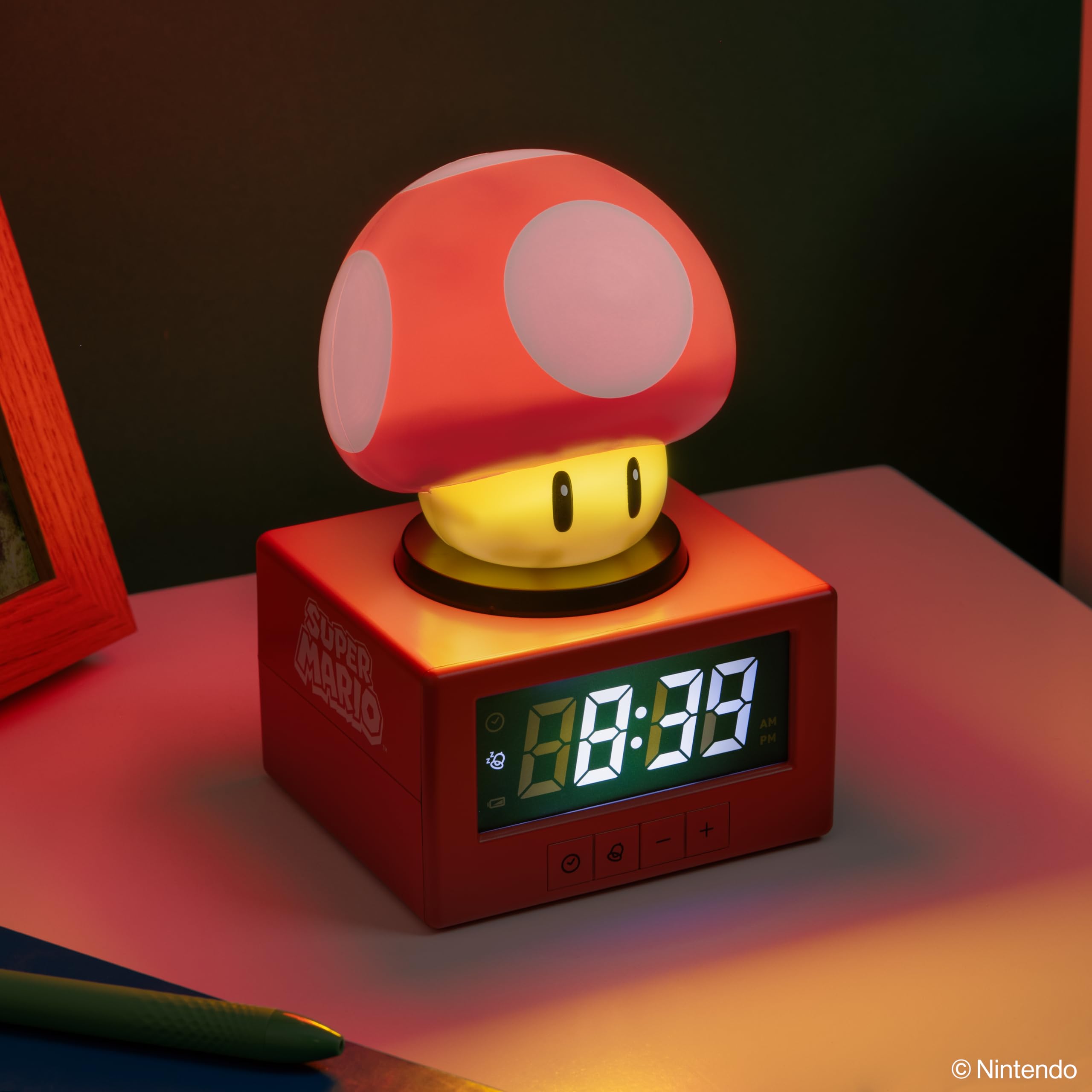 Paladone Super Mario Super Mushroom Alarm Clock with Night Light