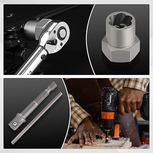 Miniatura 8 de UYECOVE Juego de 15 extractores de pernos juego de extractor de pernos rotos para quitar tuercas de llanta dañadas congeladas oxidadas redondeadas