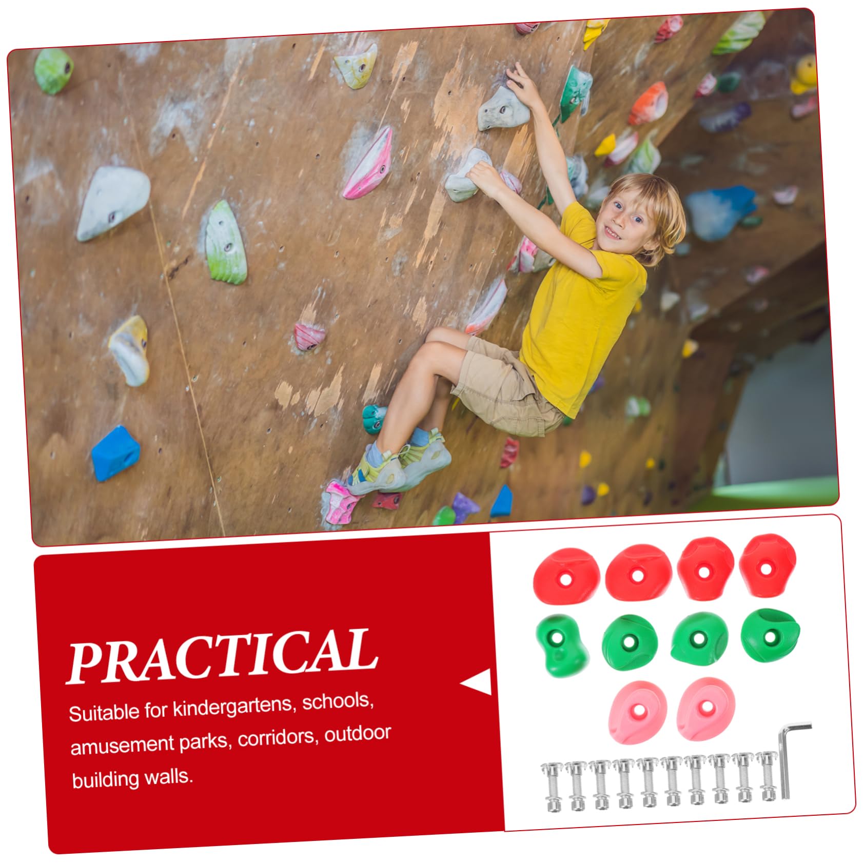 BESPORTBLE 10sets Boys and Girls Climbing Rocks Wall Holds for Outdoor Playgrounds Weather-Resistant Grips for Schools and Amusement Parks Strength and Agility