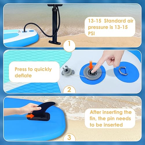 Miniatura 5 de Tabla de remo inflable para adultos para todos los niveles de habilidad, tabla de remo ultraligera de 10 pies 4 pulgadas con cubierta antideslizante