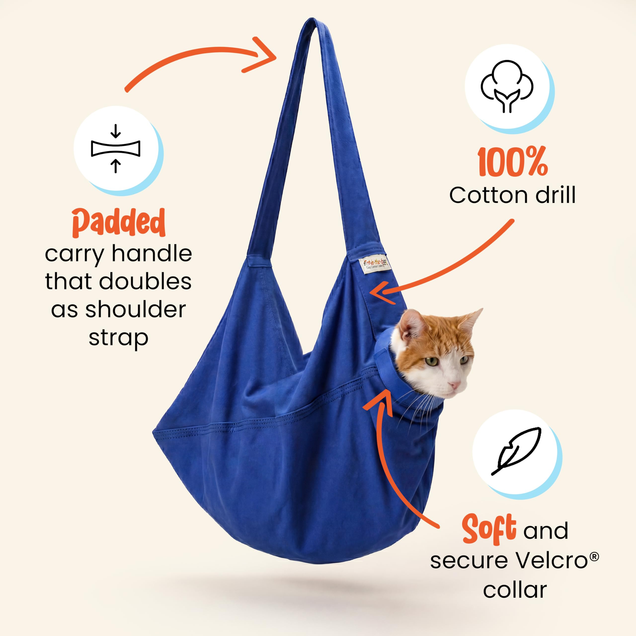 Cat-in-the-Bag Cozy Comfort Carrier - Transportín de tela para gatos, talla XL, azul cobalto, para aseo, visitas al veterinario, medicación, cuidado dental, corte de uñas y viajes en coche.