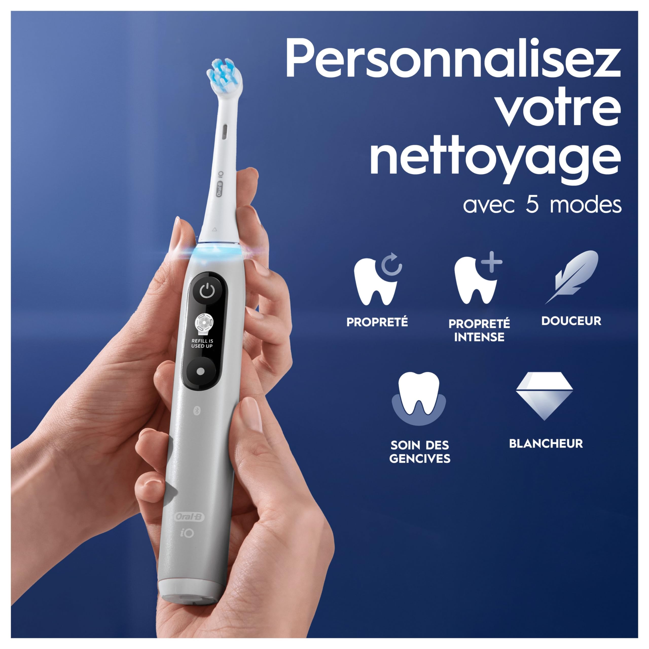 Oral-B iO 6 Brosse à Dents Électrique Grise, 2 Brossettes, 1 Étui de Voyage, 1 Pochette pour Chargeur