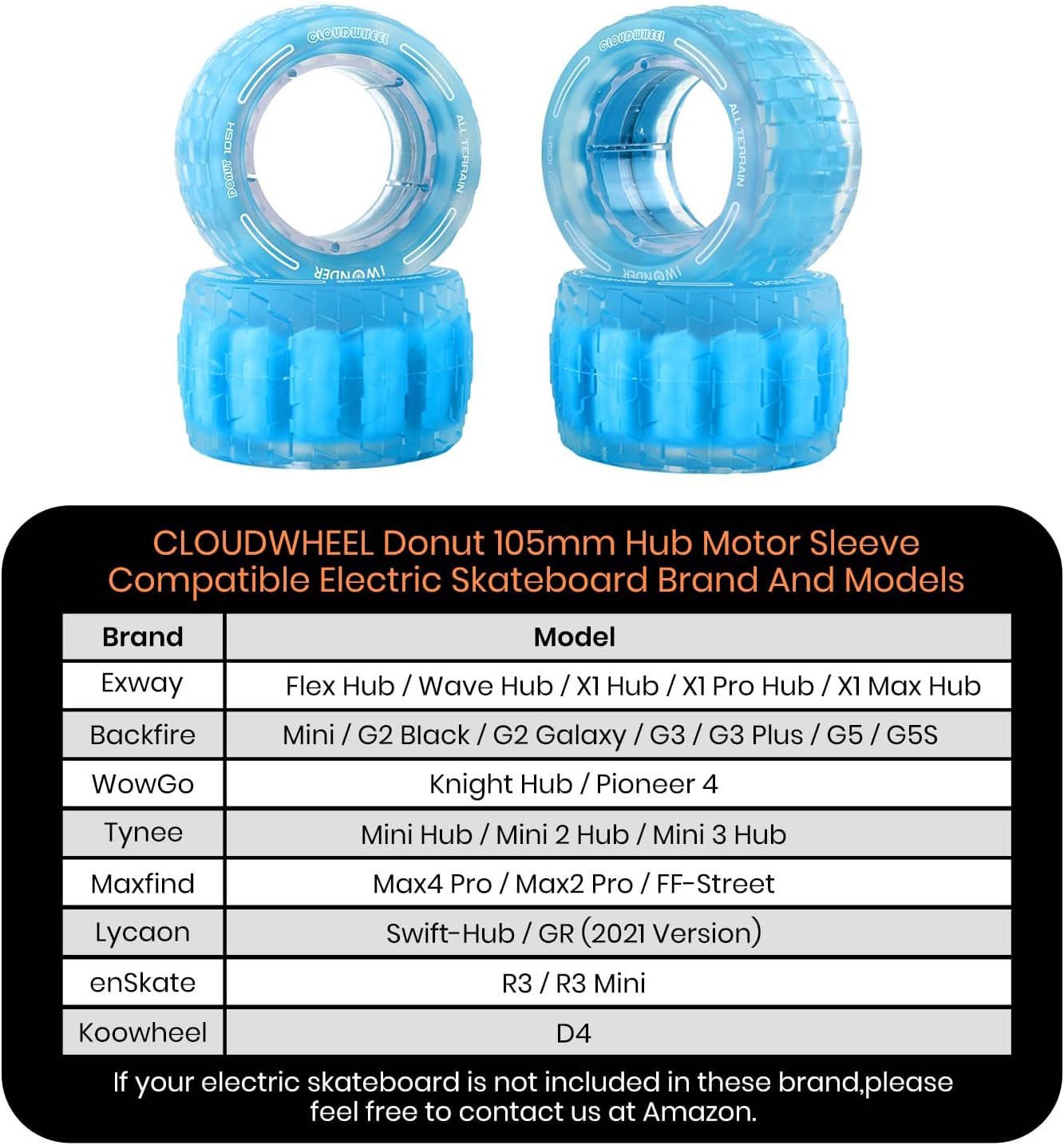 IWONDER CLOUDWHEEL Donut 105mm Hub Motor Sleeve Urban All Terrain Off Road Electric Skateboard Wheels for Hub Motor Electric Skateboards