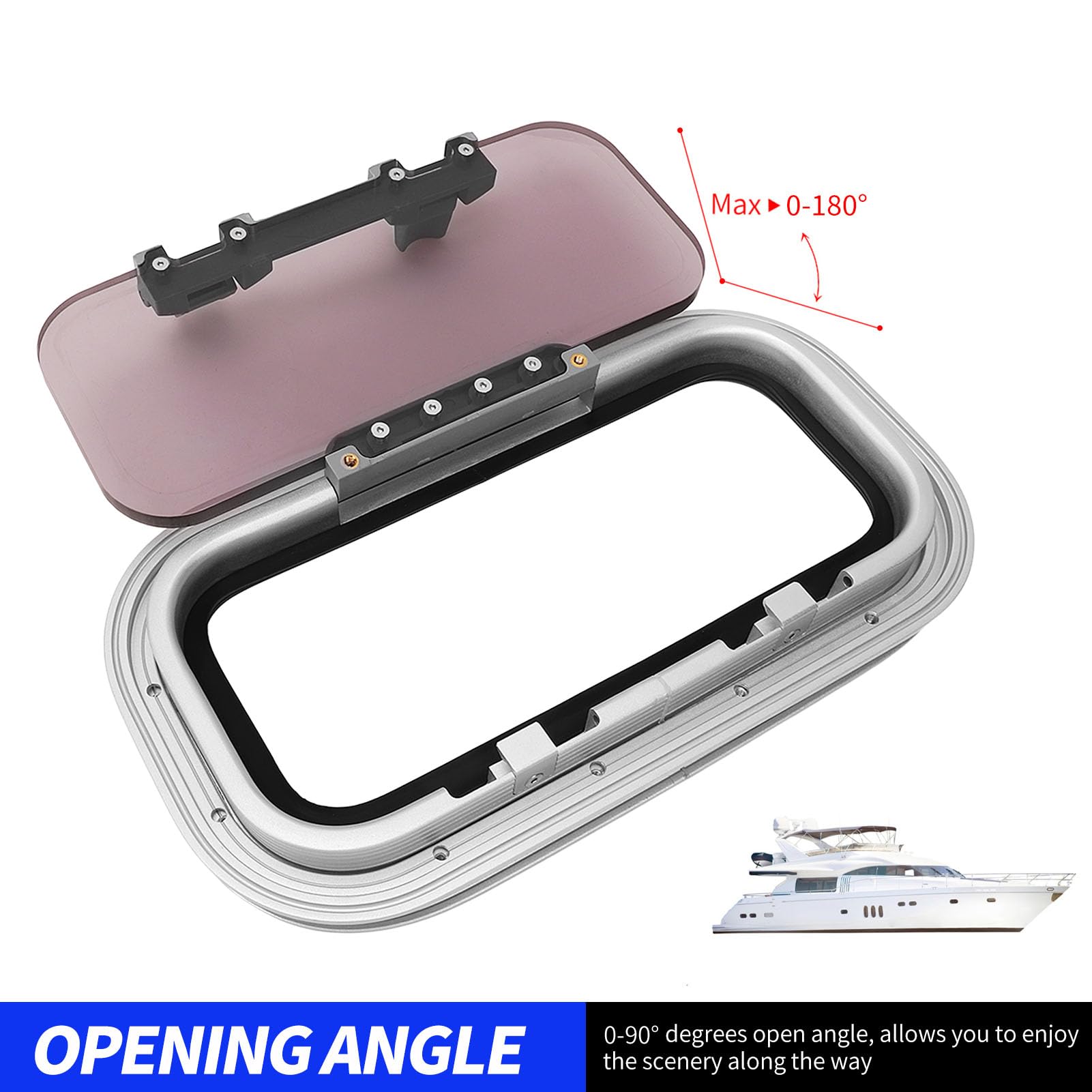 Keenso Bullauge-Fenster, Boots-Bullauge-Fenster 14,52 X 7,6 Zoll Aluminiumlegierungsrahmen mit Acrylglas für Yacht-Wohnmobile