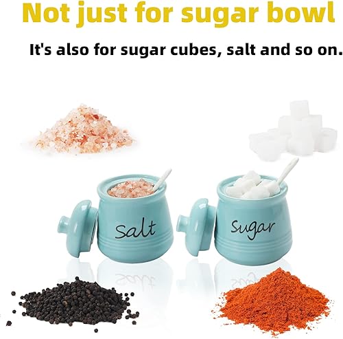 Miniatura 8 de ONTUBE Tazones de azúcar y sal de 12 onzas con tapa y cuchara, ollas de cerámica para condimentos, recipiente de especias para cocina, apto para