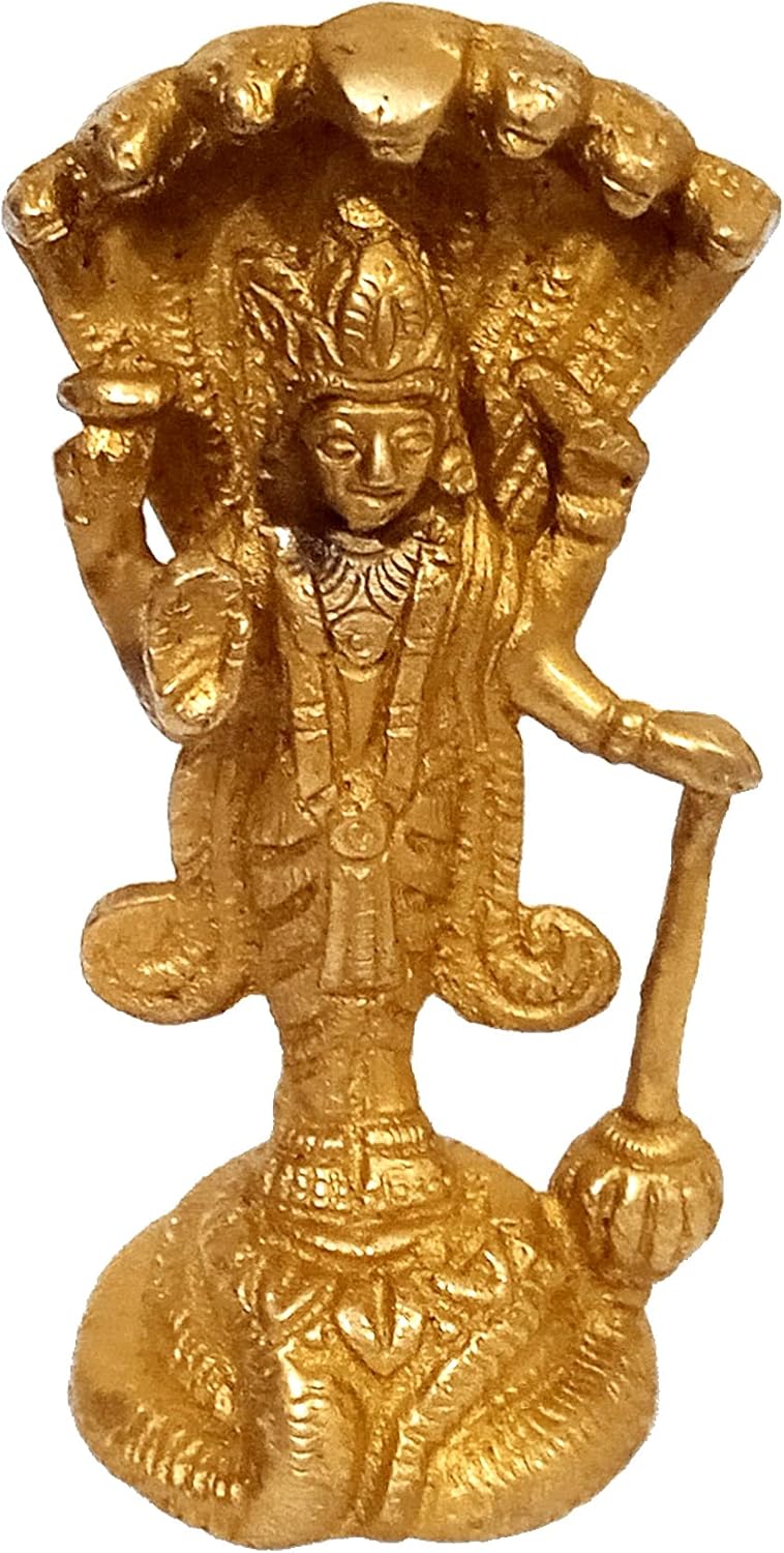 Purpledip Brass Statue Lord Vishnu Hindu God Idol