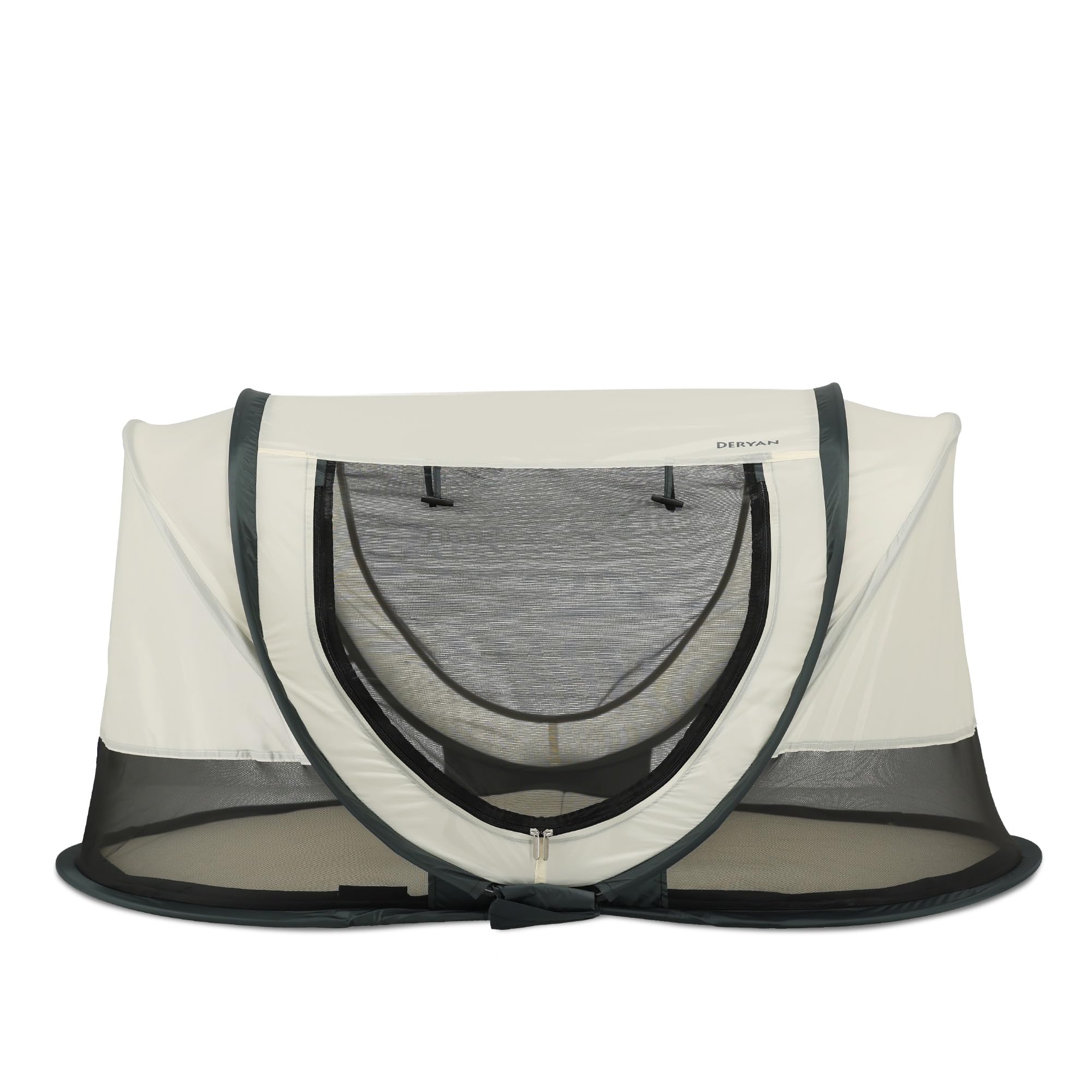 Deryan Scott Lettino Parapioggia per Bambino - Dalla Nascita Fino a 3 Anni - Tenda Pop-Up per Bambino Montabile in 2 Secondi - Zanzariera & Borsa da Viaggio Inclusi - 120x75x50cm (Crema)