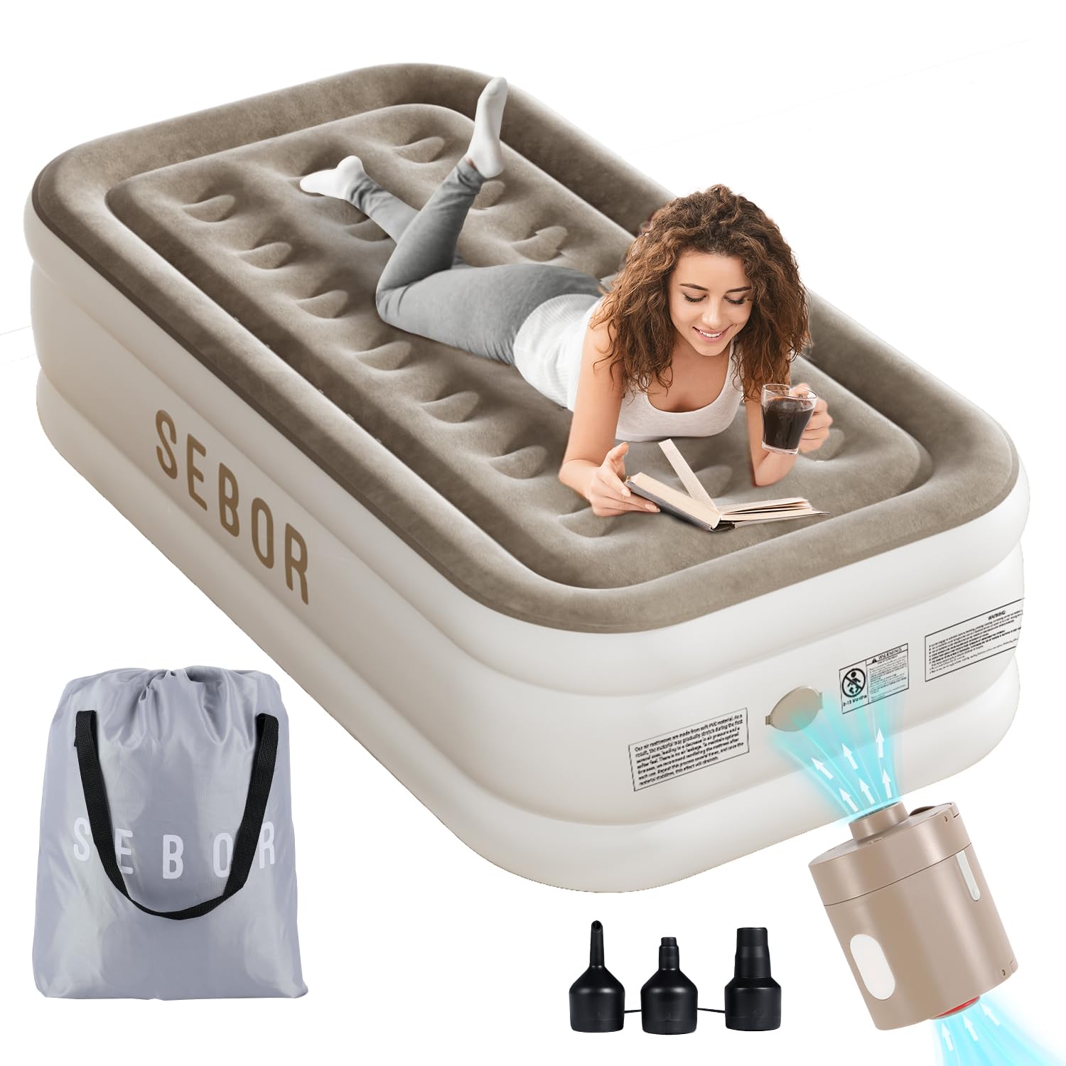 Air Mattress Twin with Built in Pump, 18