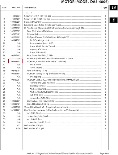 Miniatura 6 de Dr.Acces Kit de carrito de golf Cepillo 3.7HP, motor de cepillo #102938601 encaja en CLUBCAR L6 L8