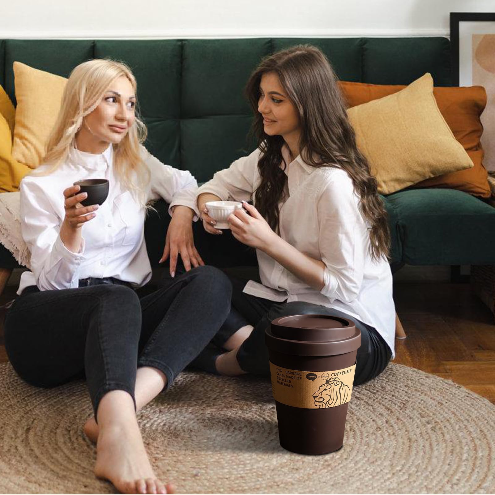 Mini pattumiera a forma di di caffè, mini pattumiera durevole | Cestino per rifiuti all'aperto con coperchio | Contenitore durevole | Coperchio per altalena cestino portaoggetti durevole per i | Contenitore A Coperchio Oscillante Durevole Per Interni Ed E