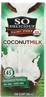 So Delicious Unsweetened Coconut Milk Beverage, 32 Fl Oz Cartons (Case of 12) - Dairy-Free, Gluten-Free Plant Milk