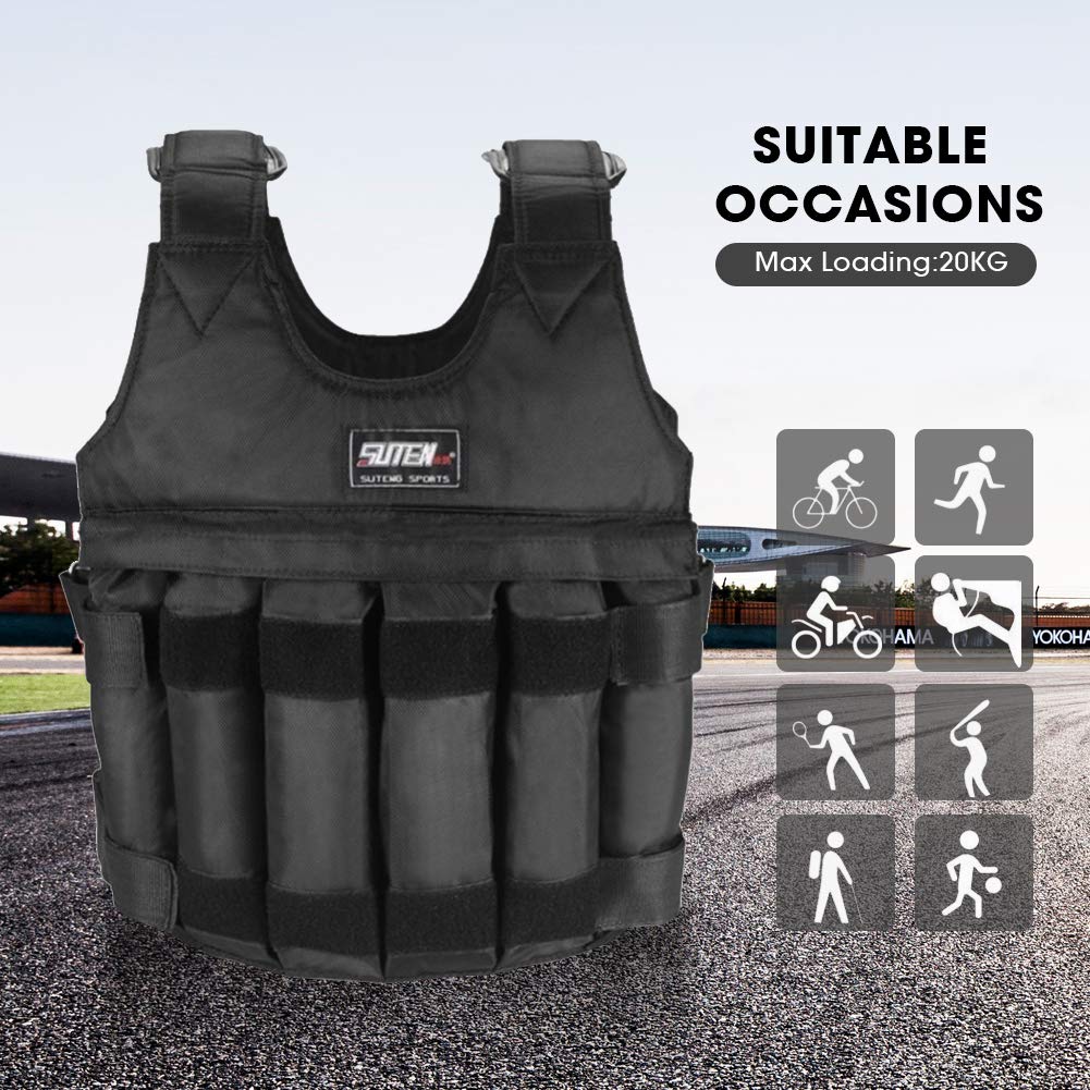 Gilet Di Peso Giacca Da Corsa Ponderata Regolabile Per Perdita Di Peso Palestra Allenamento Di Forza Fitness Carico Massimo 20 Kg 50 Kg (20KG)