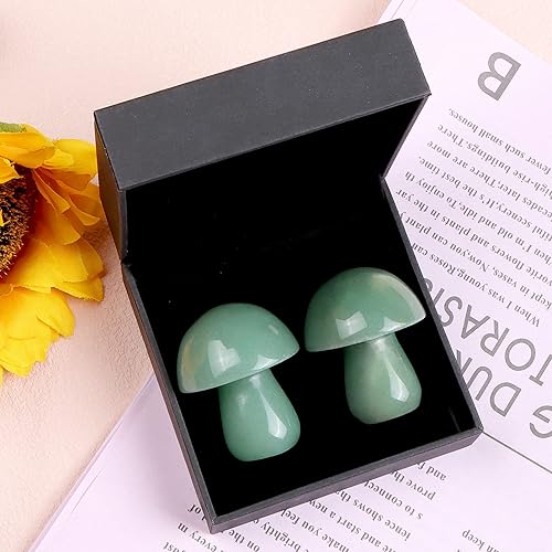 Miniatura 7 de Hxswkk 2 piezas de 17 pulgadas de cristal de aventurina verde de 17 pulgadas decoración de mini hongos decoración para el hogar decoración de sala