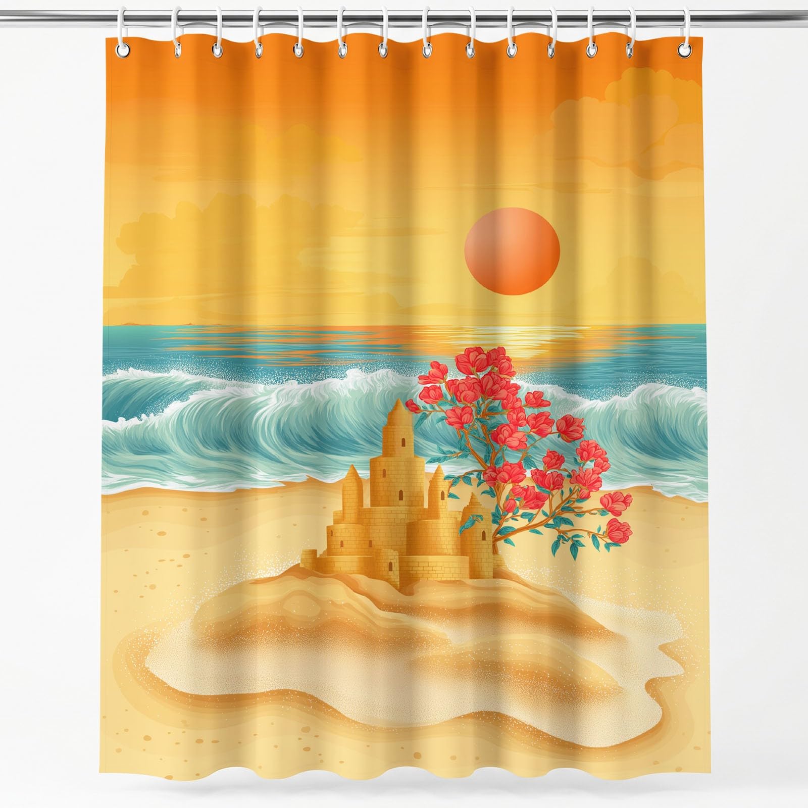Rideau de douche anti-moisissure orange 120x200 cm en microfibre imperméable