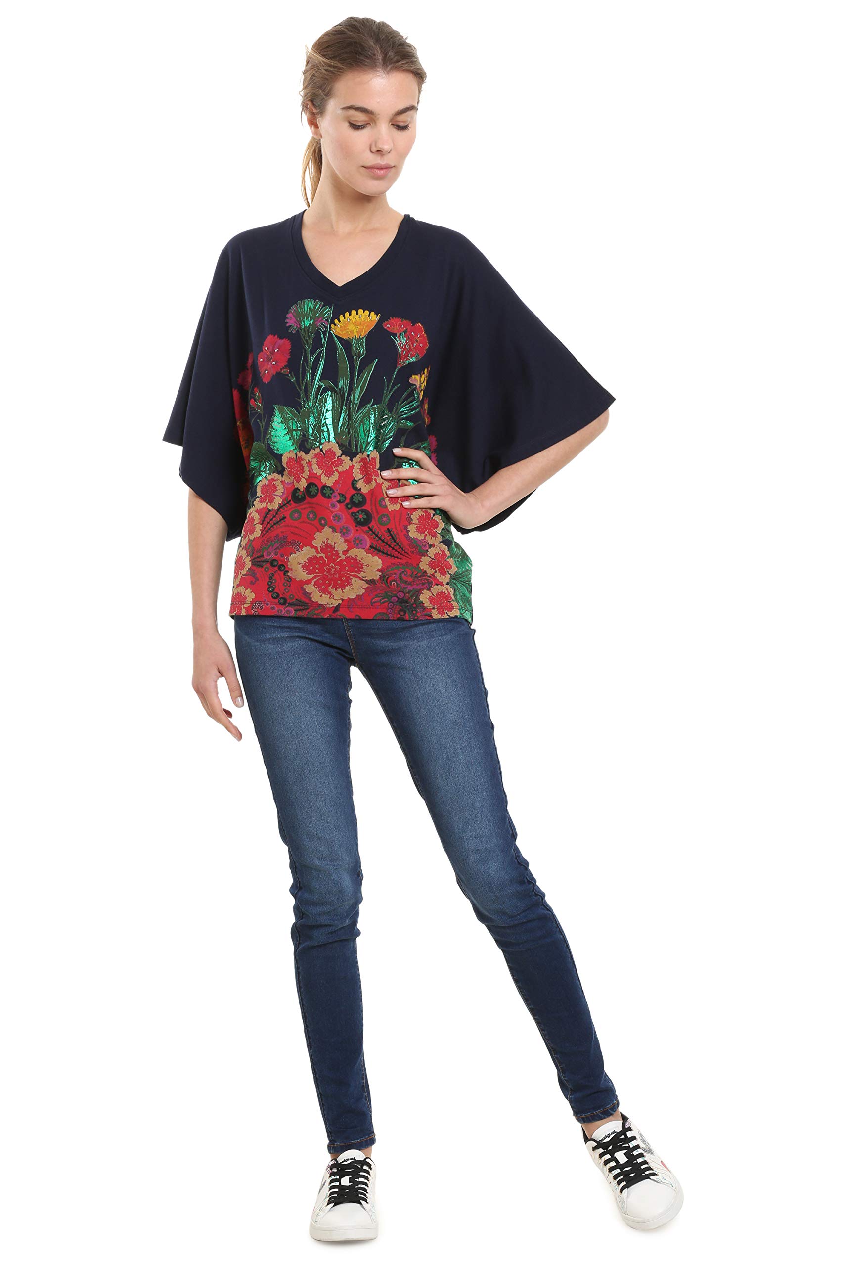 Desigual Women's Marino Blue Freeman Tshirt Top S Uk 10