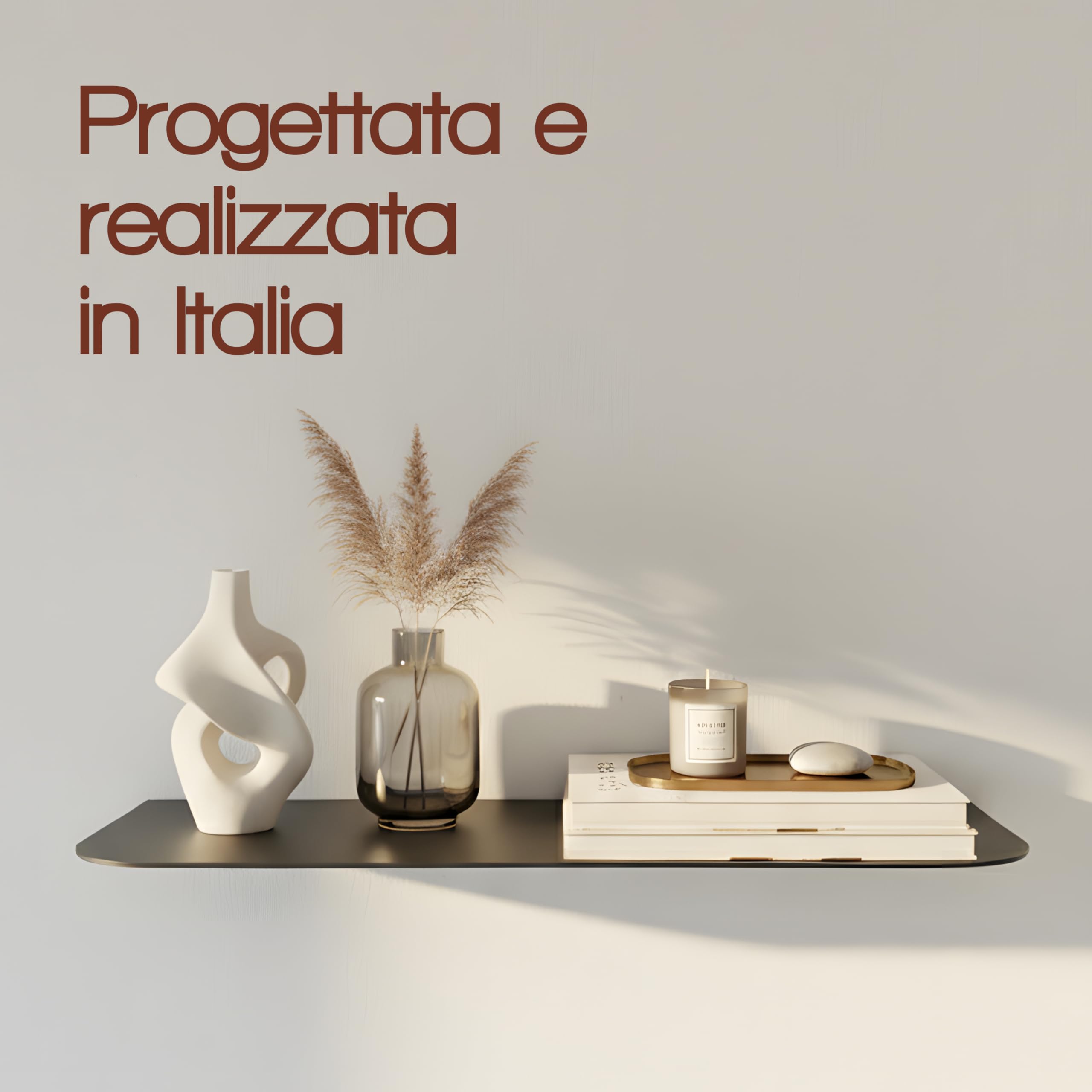 Audace Orizzonte – Mensola da Muro di Design 45x15 cm, Portata 10 kg, Nero Opaco | Mensole da Muro per Ingresso, Bagno, Soggiorno | Made in Italy