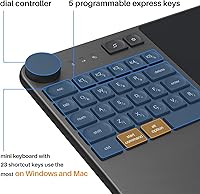 Vista 3 de HUION Inspiroy Keydial KD200 Tableta de dibujo inalámbrica, tableta gráfica Bluetooth con dial de teclado, 5 teclas expresas personalizadas