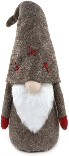 Miniatura 1 de ornerx 15" Gnomo Felpa Marrón Tomte Escandinavo Decoración de Navidad