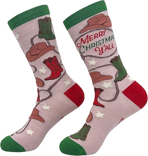 Miniatura 2 de Crazy Dog T-Shirts Calcetines divertidos de Navidad para mujer, botas vaqueras divertidas, Multi - Yall