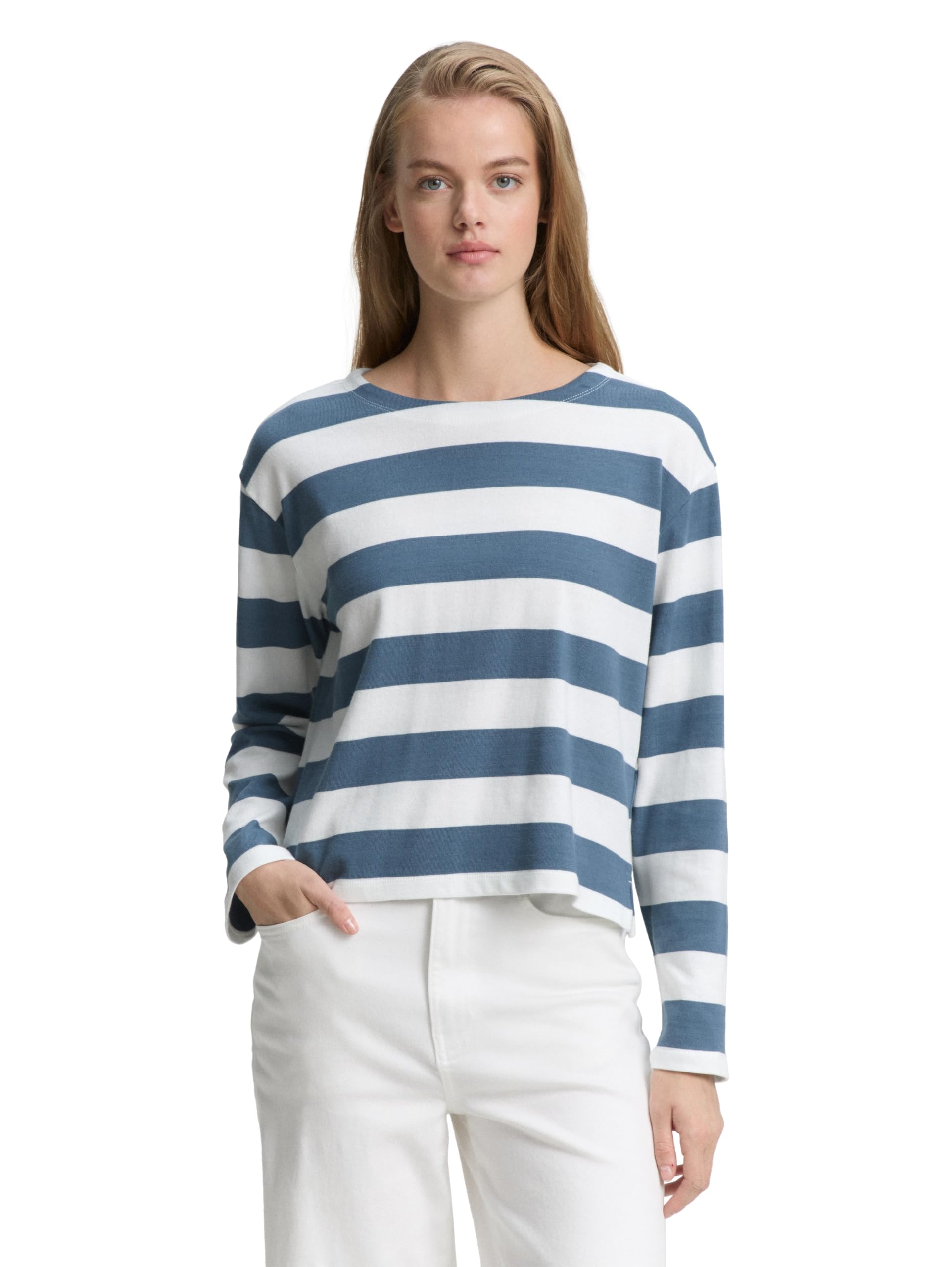 TOM TAILOR Denim Damen Langarmshirt mit Streifenmuster