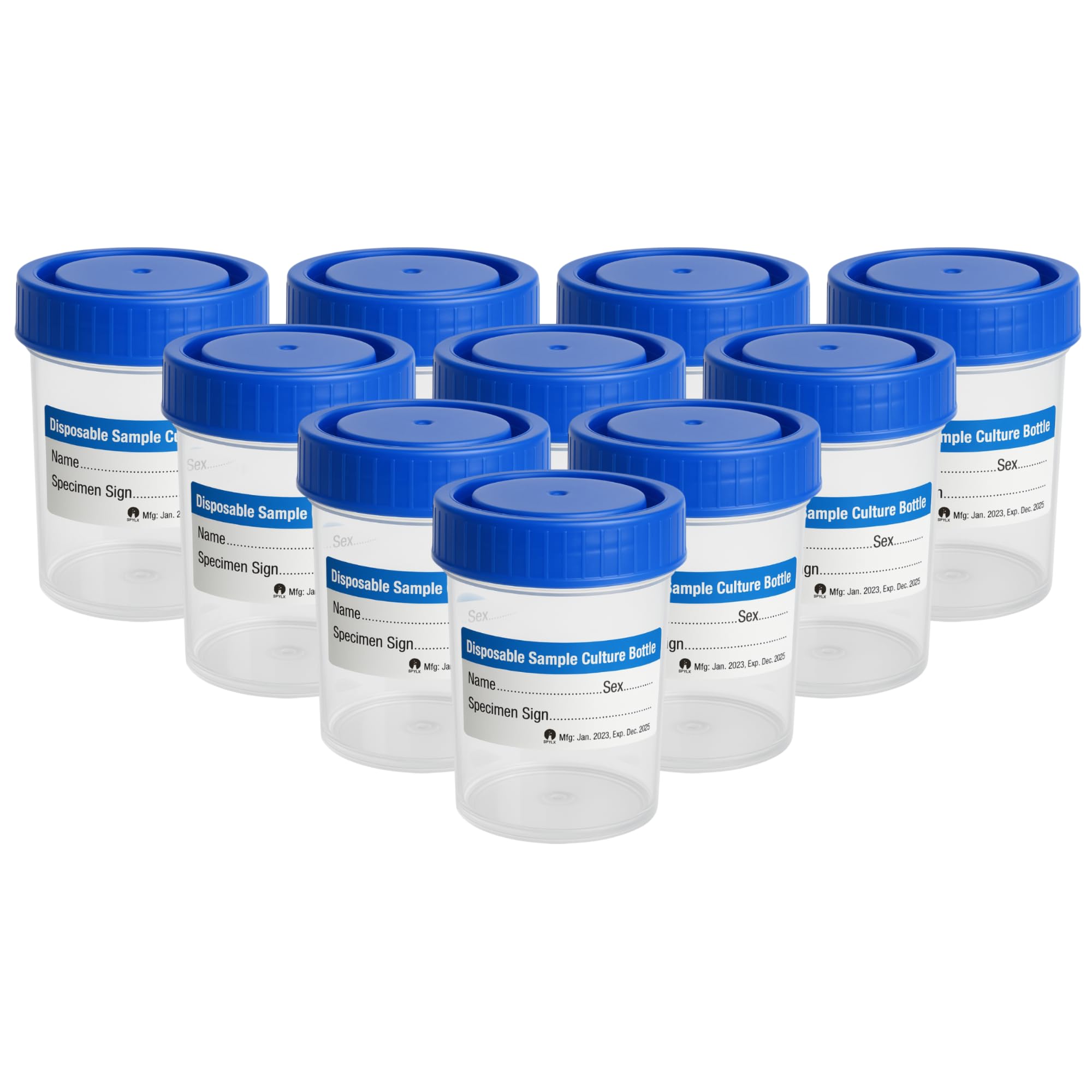 SPYLX Urine Sample Specimen Collector Container Sterile 50ml (10 Pieces, Blue)-picture-30