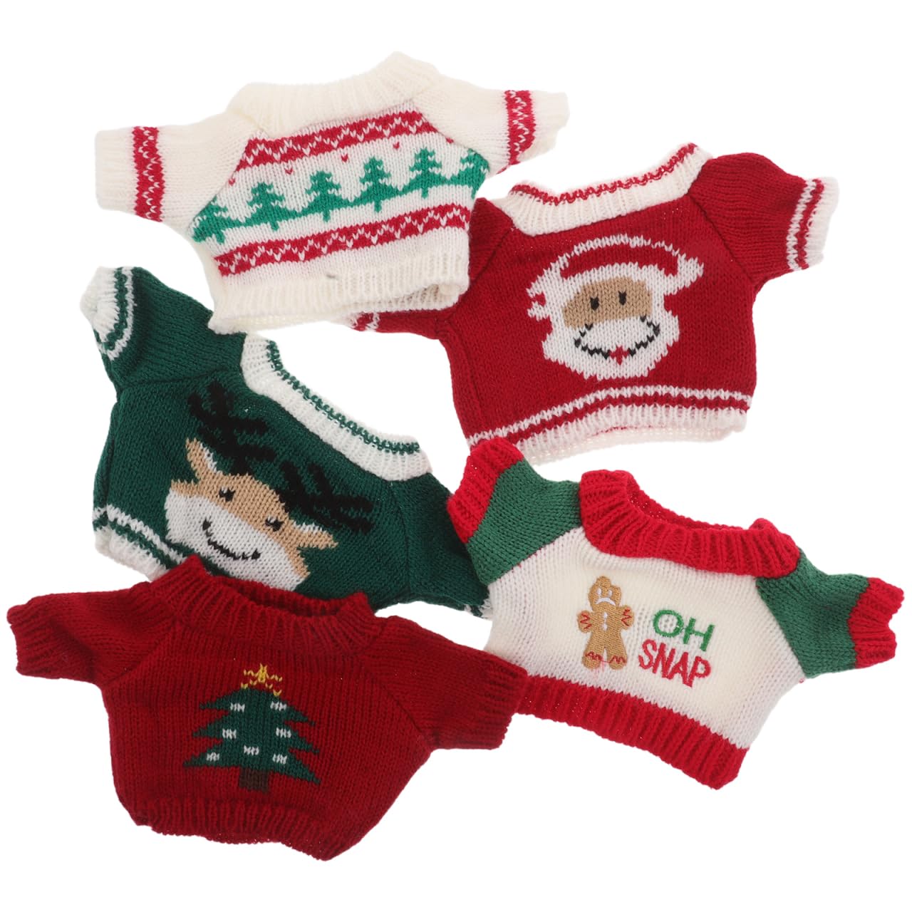 Milisten Christmas Sweaters for 30cm Dolls, 5pcs, Santa Tree Gingerbread