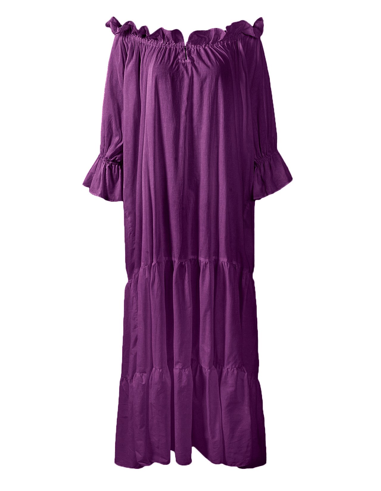 Reminisce Boutique Women's Purple Renaissance Medieval Dress Costume Classic Chemise Ruffled Tiered Peasant Sleeve, One Size