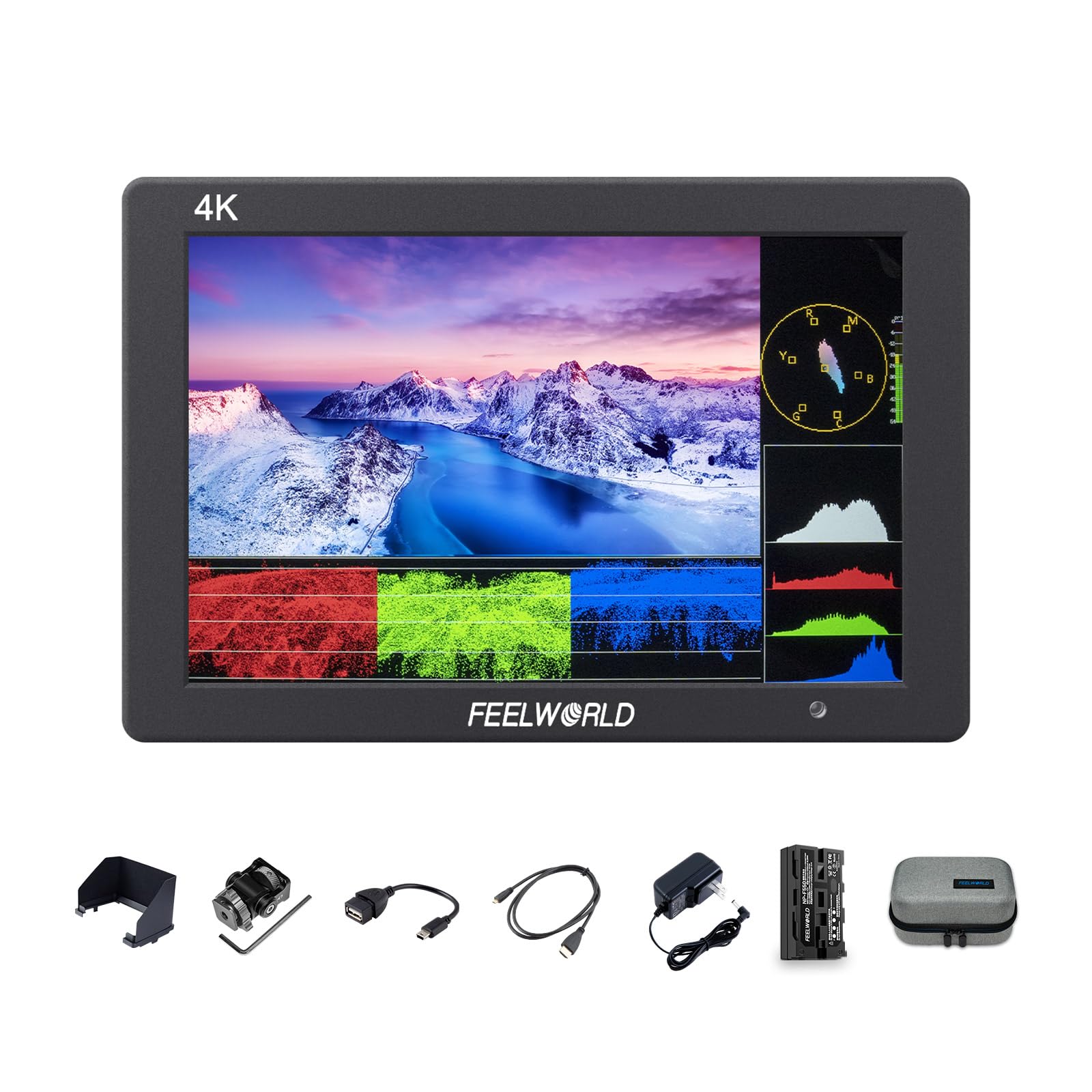 FEELWORLD T7PLUS Monitor da campo per DSLR da 7 Pollici con batteria F550 da 2200 mAh Full HD Focus Video Assist 1920x1200 IPS con 4K HDMI Input Output